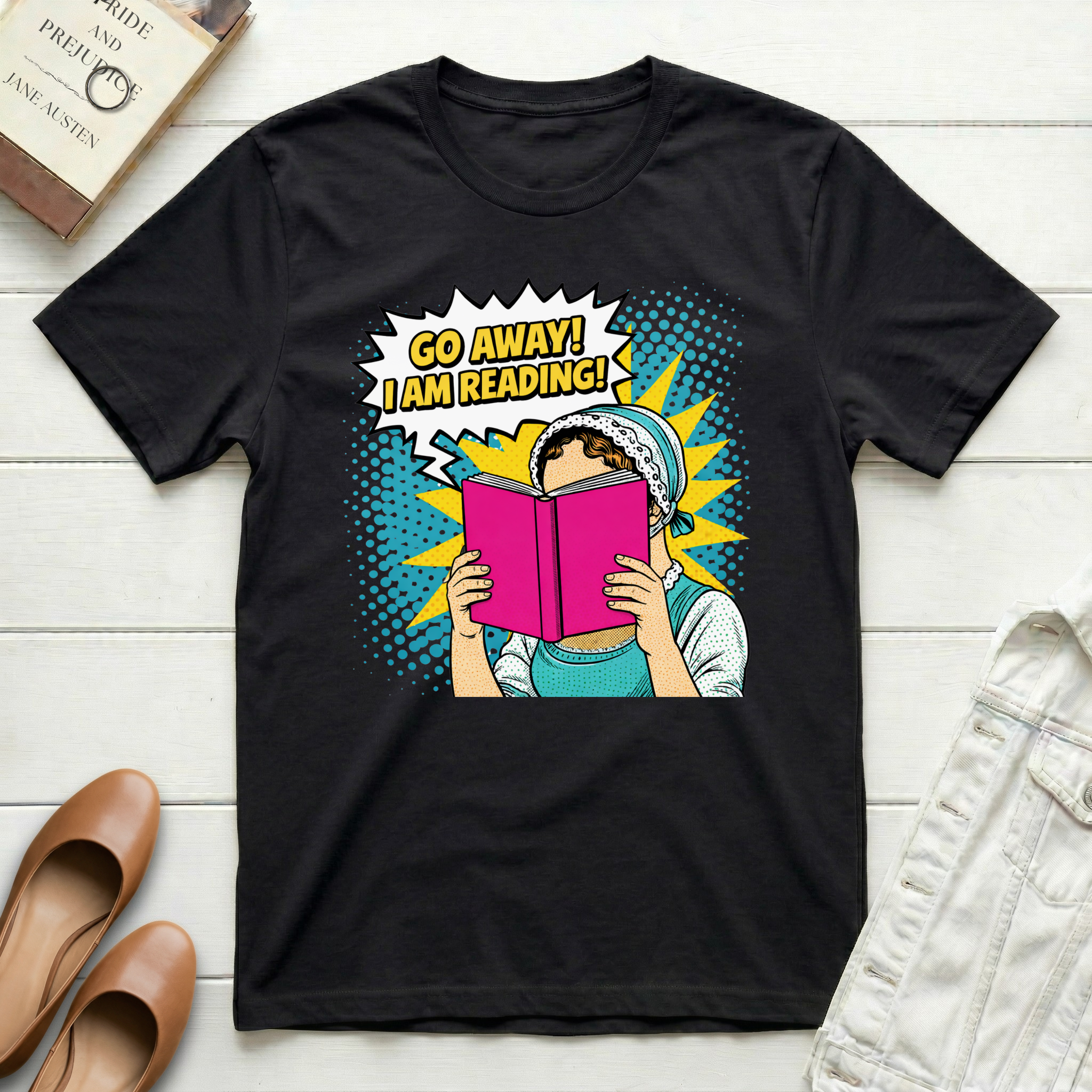 Go Away! I Am Reading Comic Book T-Shirt