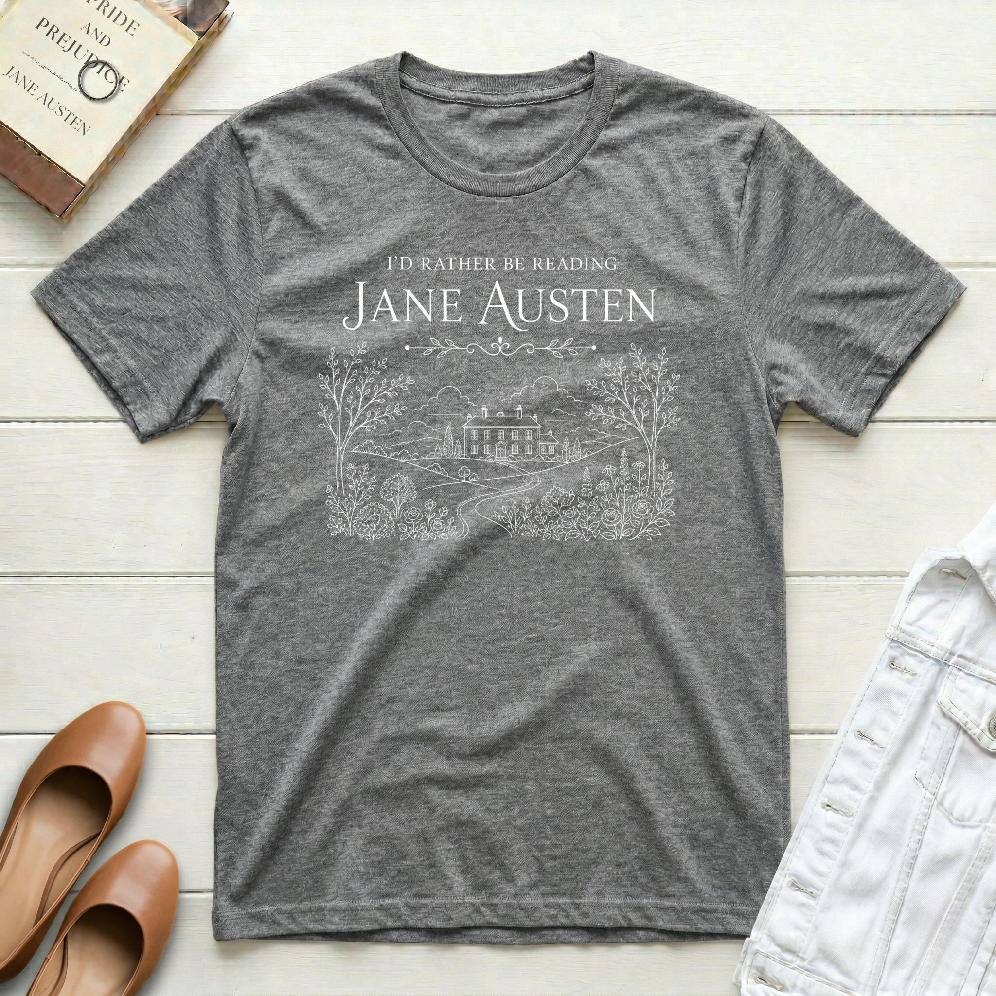 Reading Jane Austen on Path T-Shirt