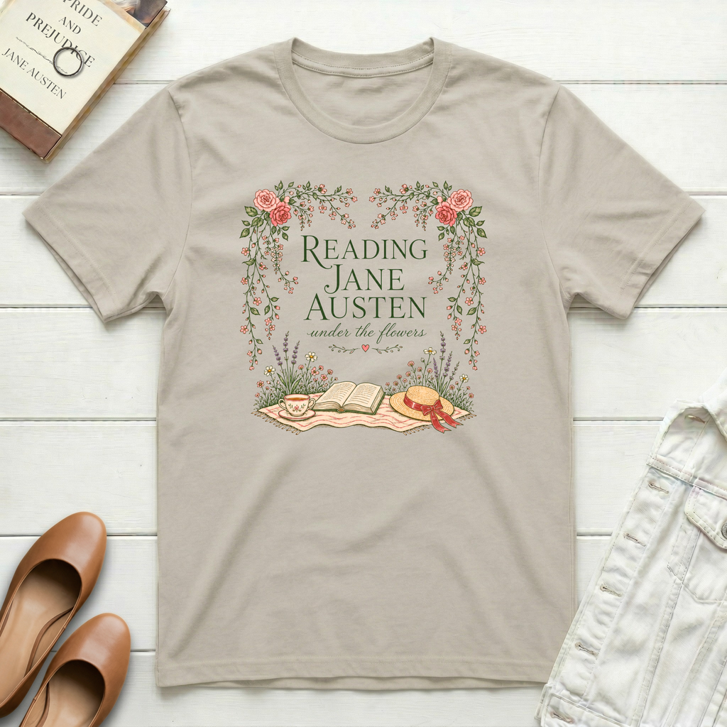 Reading Jane Under Flowers T-Shirt