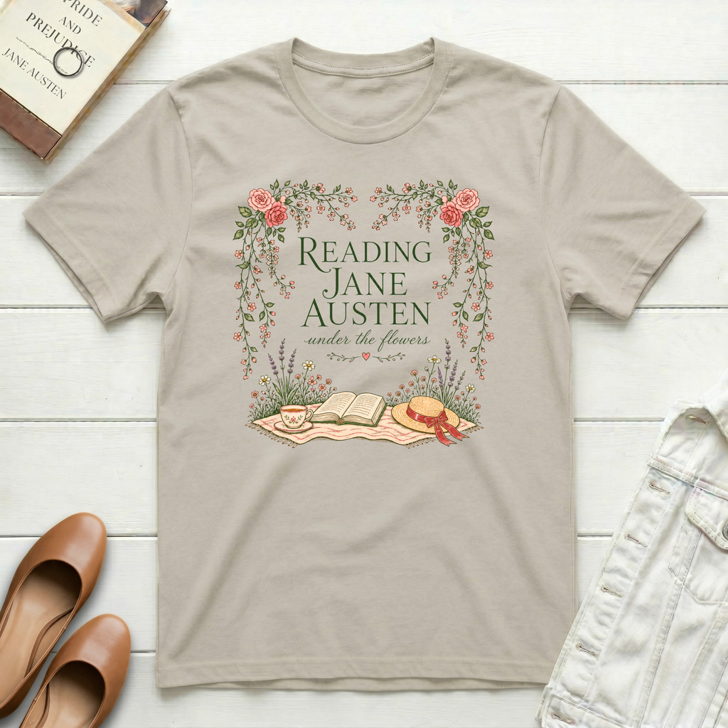Reading Jane Under Flowers T-Shirt