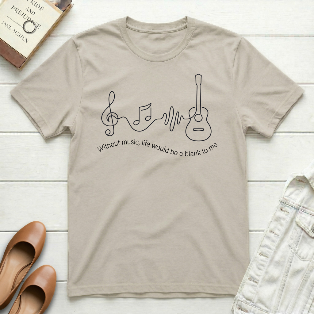 Without Music Life Is Blank Guitar T-Shirt