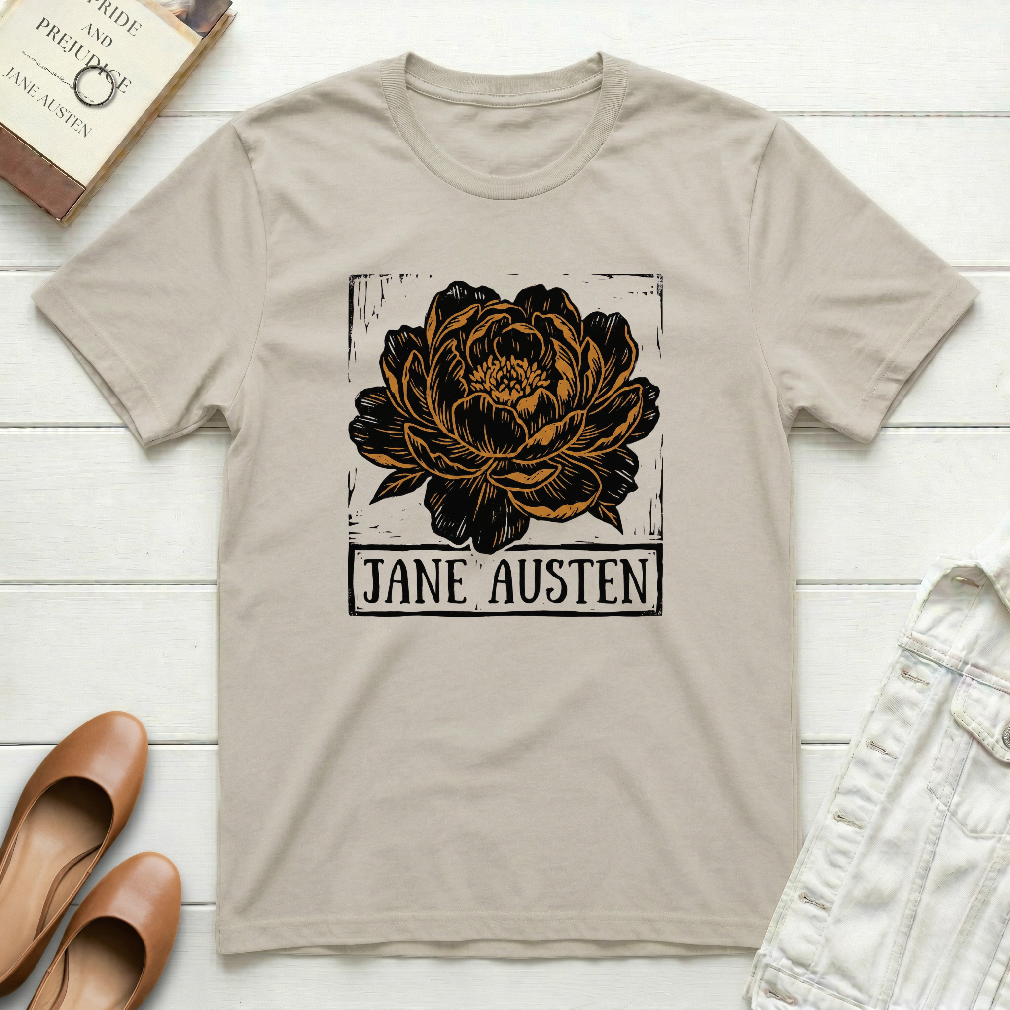 Jane Austen Floral T‑Shirt