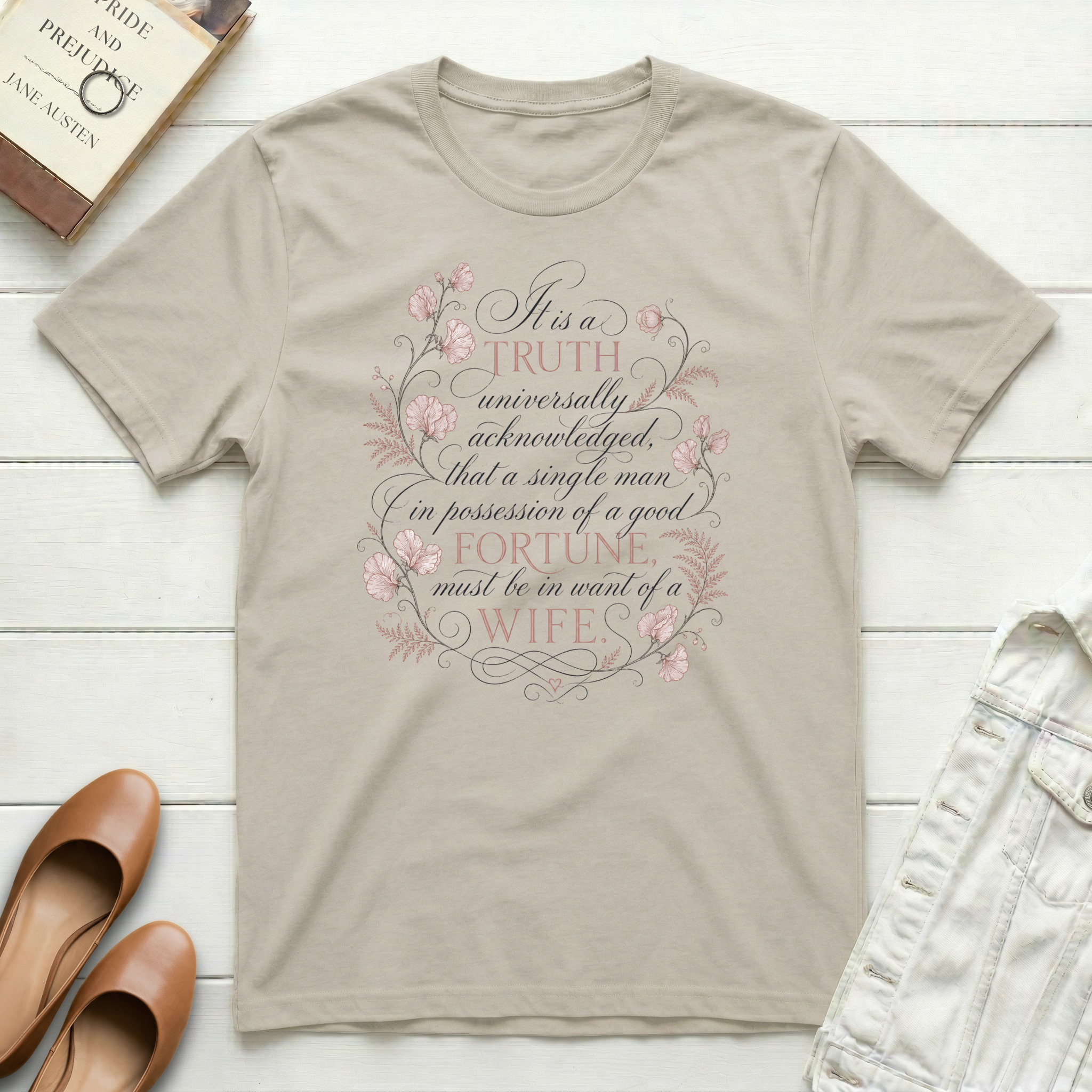 A Truth Universally Acknowledged Fancy Floral T-Shirt
