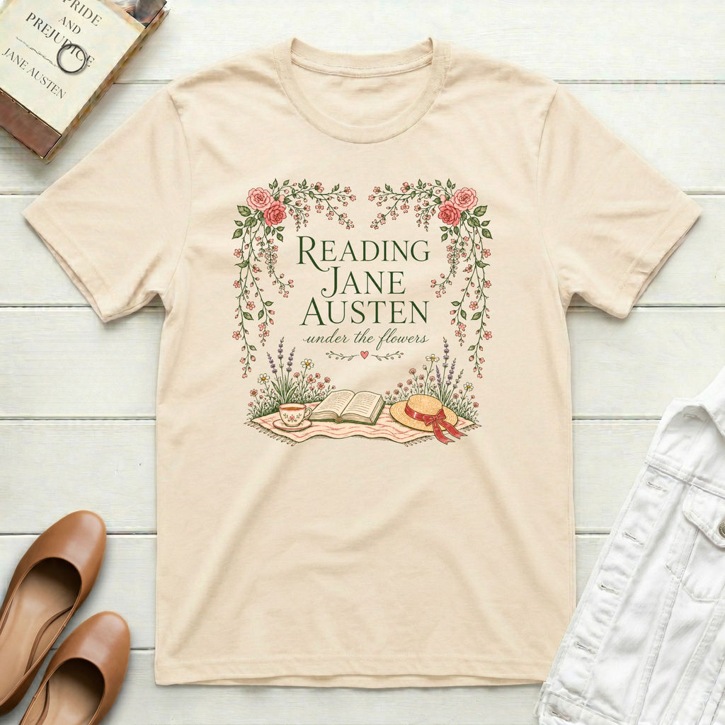 Reading Jane Under Flowers T-Shirt