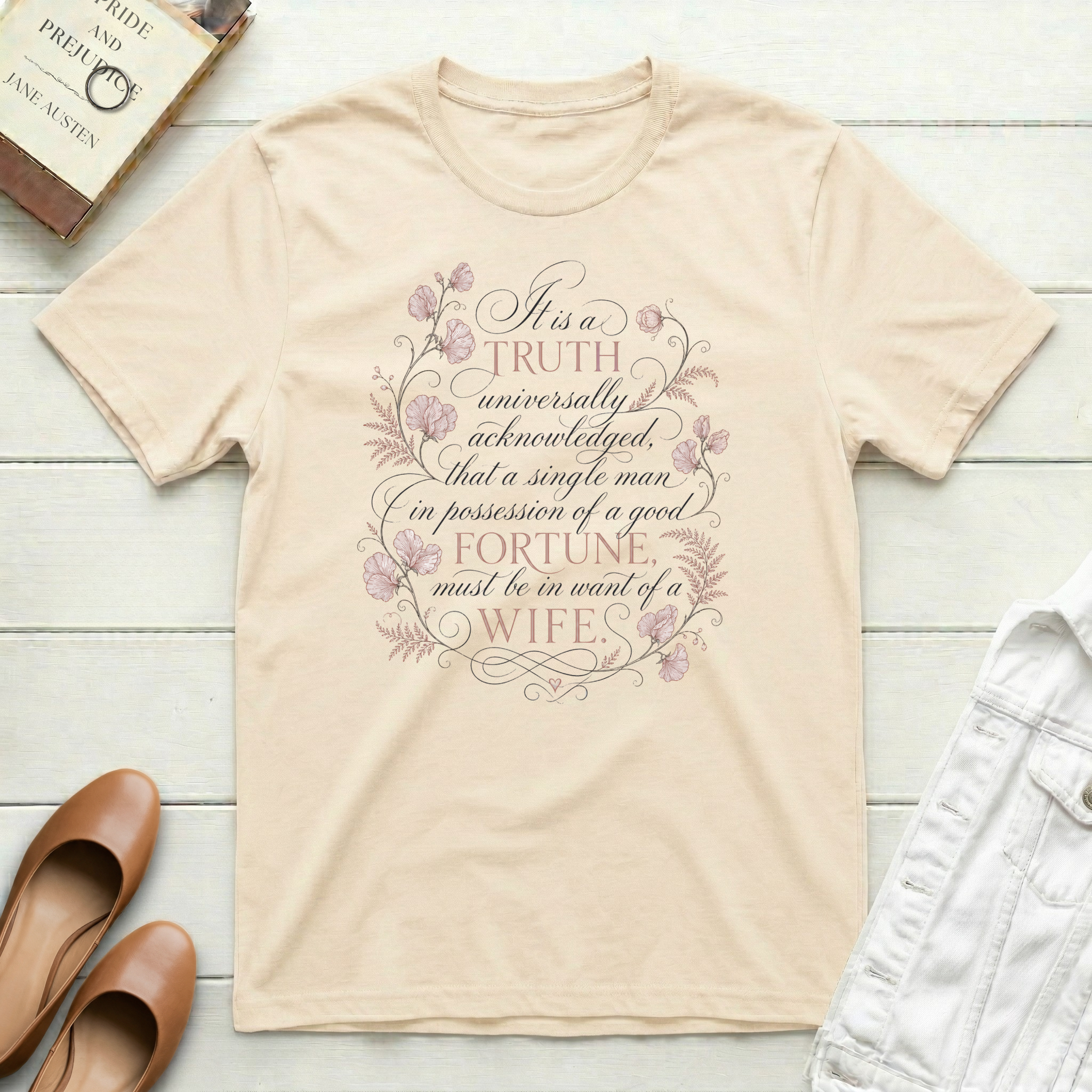 A Truth Universally Acknowledged Fancy Floral T-Shirt