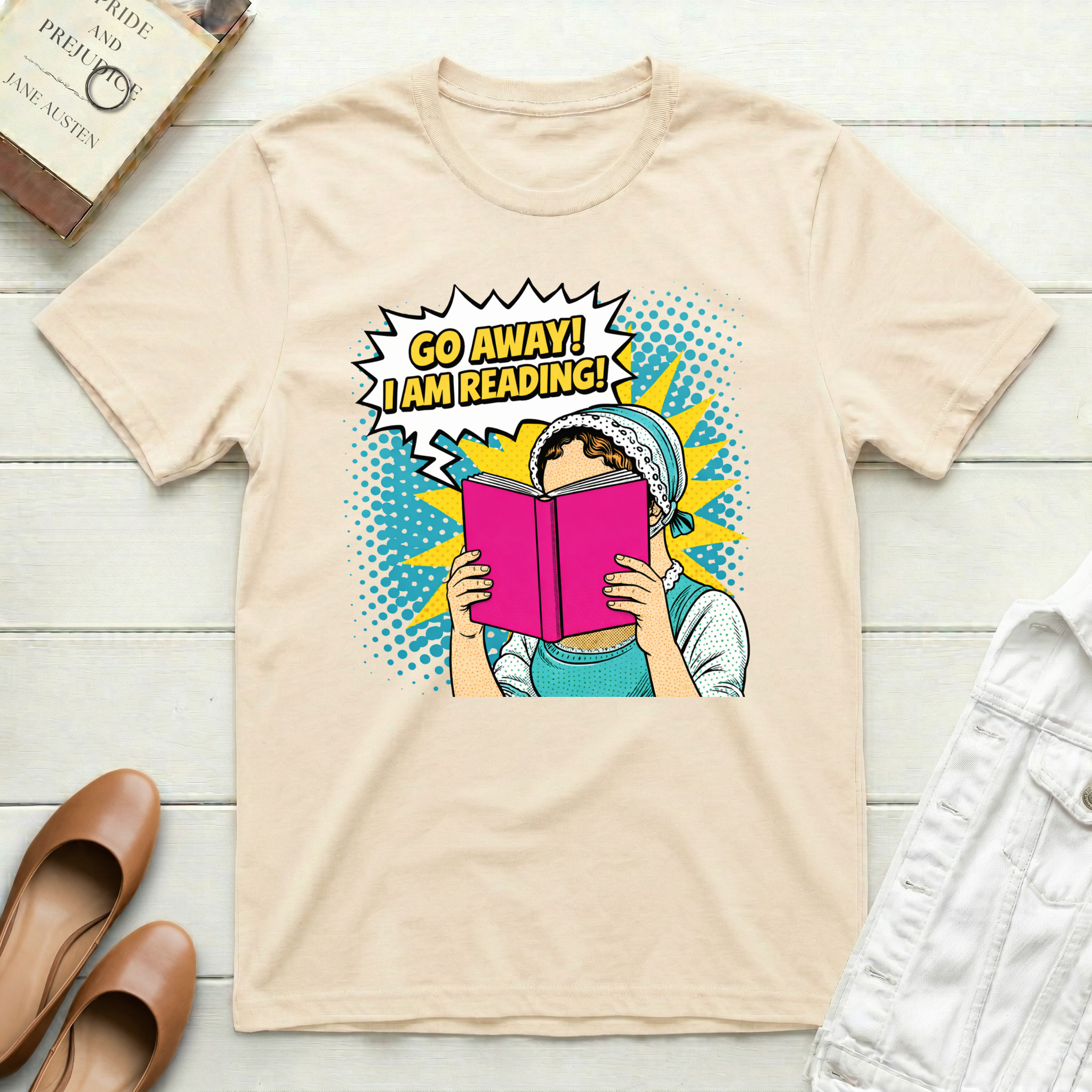 Go Away! I Am Reading Comic Book T-Shirt