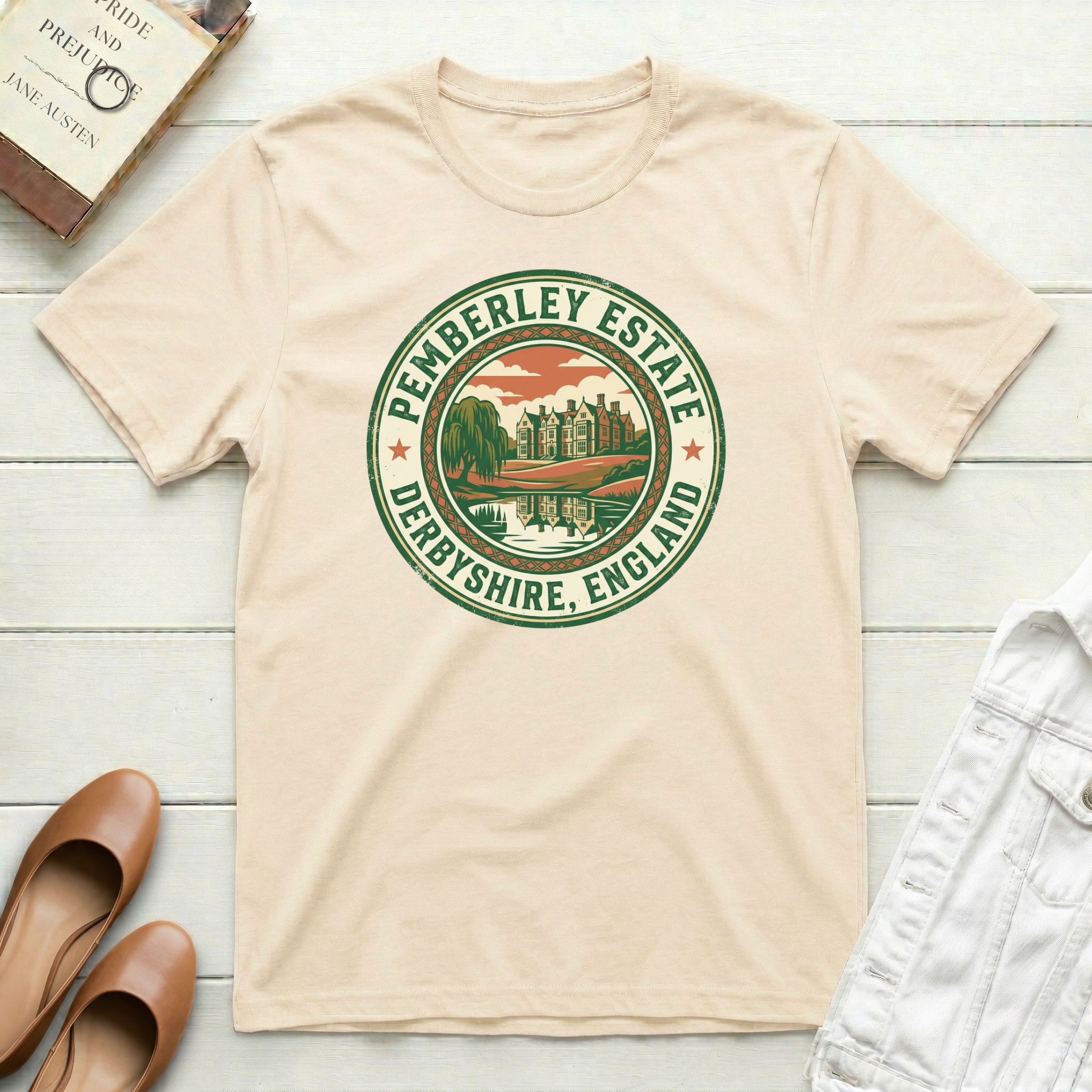 Pemberley Estate Derbyshire Badge T-Shirt