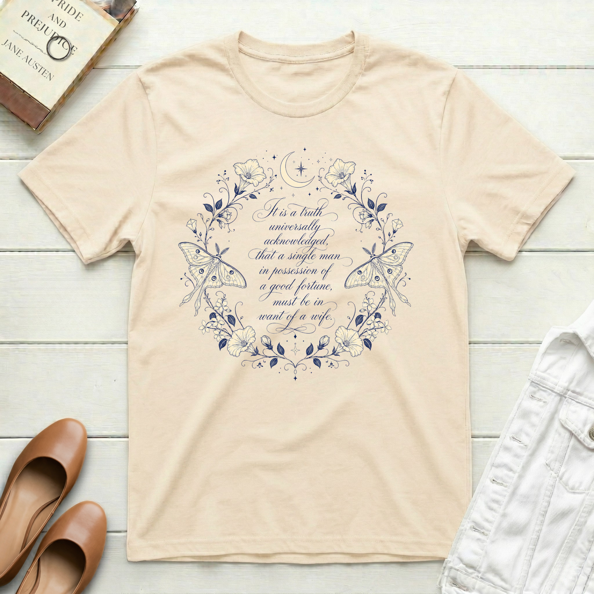 It Is a Truth Universally - Luna Moth T-Shirt