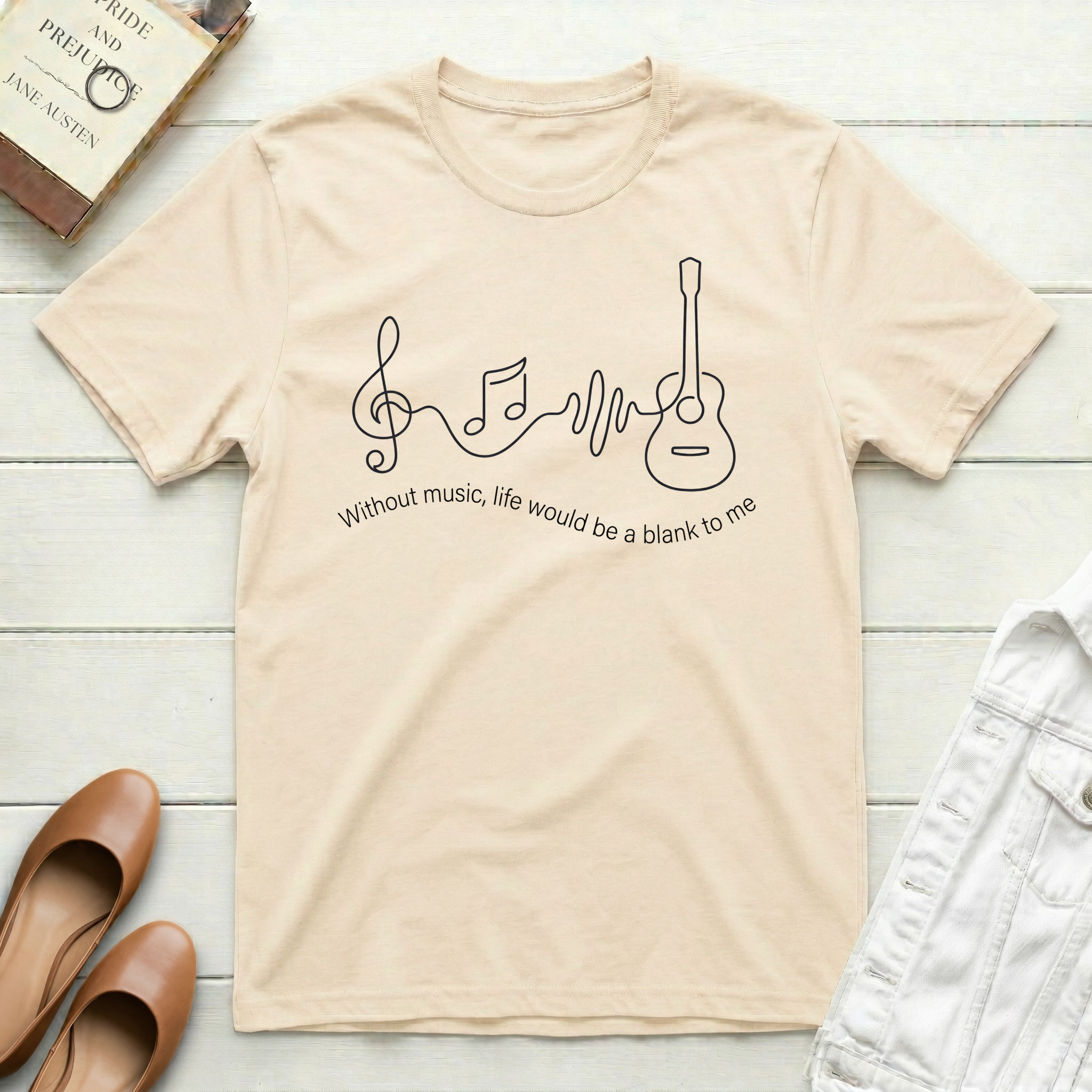 Without Music Life Is Blank Guitar T-Shirt