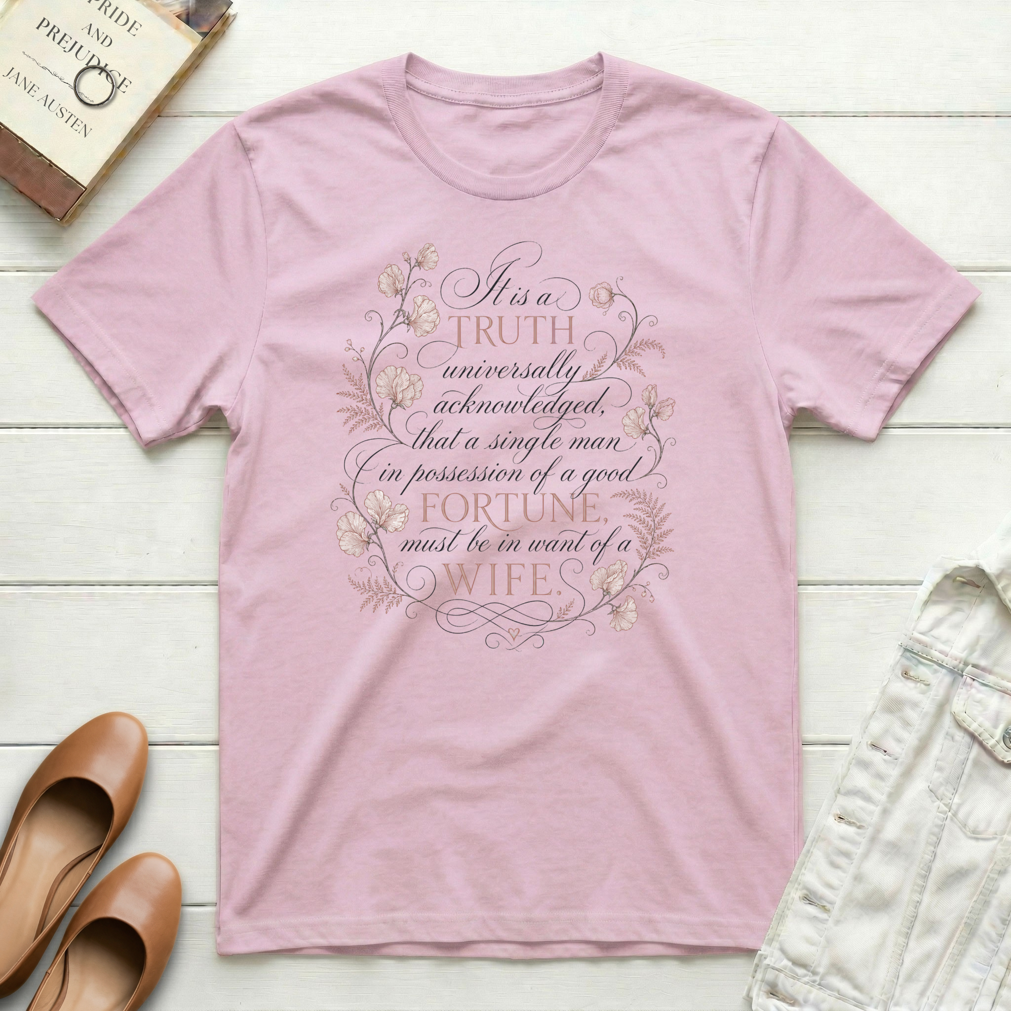 A Truth Universally Acknowledged Fancy Floral T-Shirt