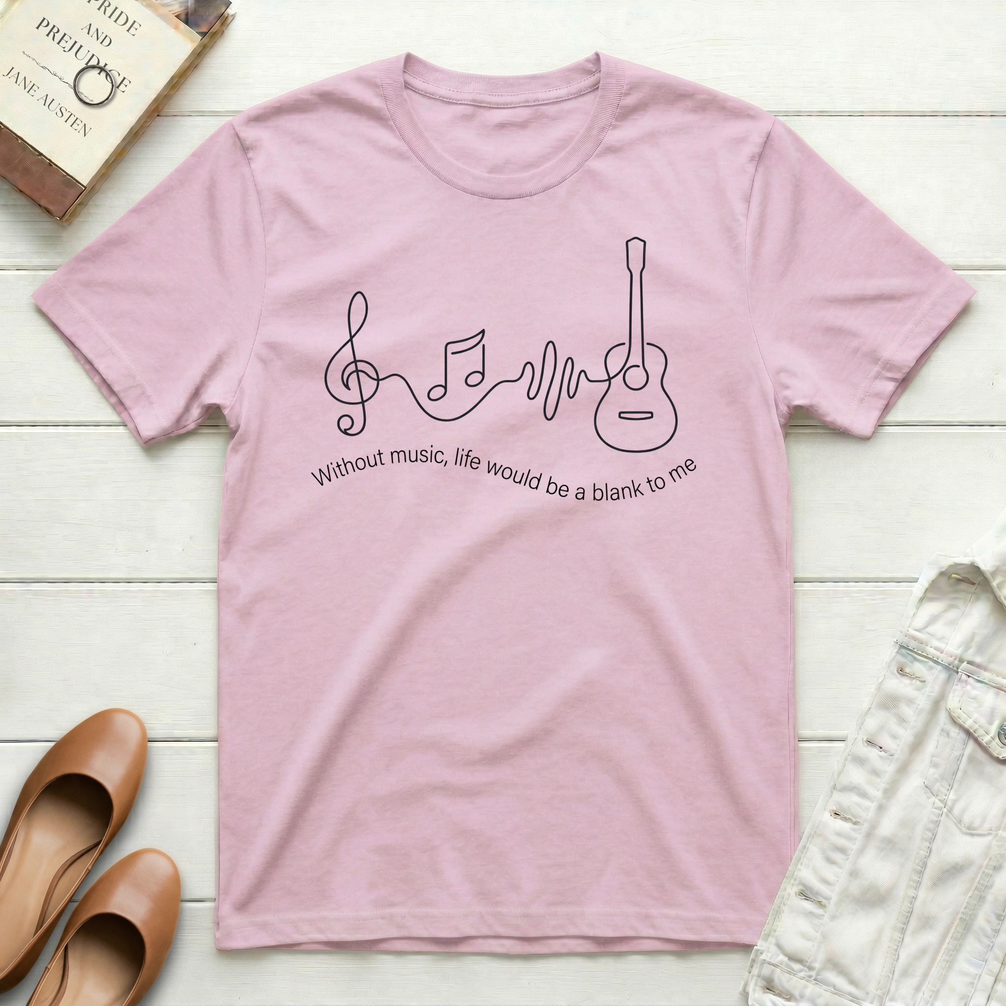 Without Music Life Is Blank Guitar T-Shirt
