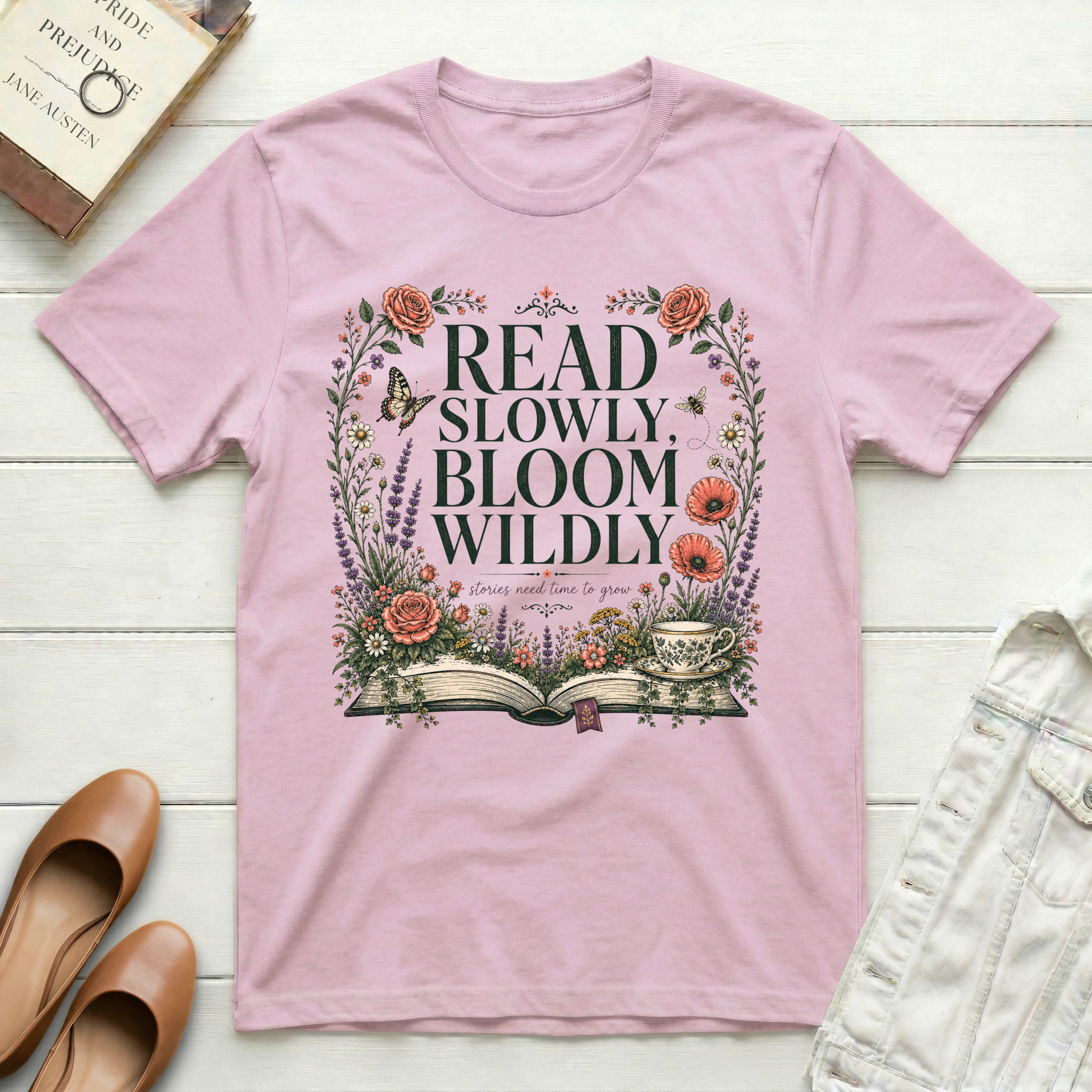 Read Slowly with Blooms T-Shirt