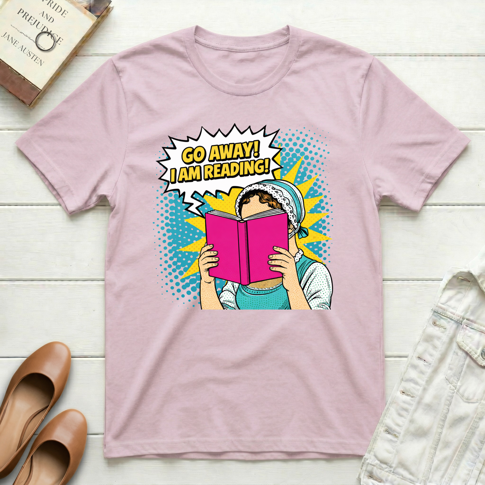 Go Away! I Am Reading Comic Book T-Shirt