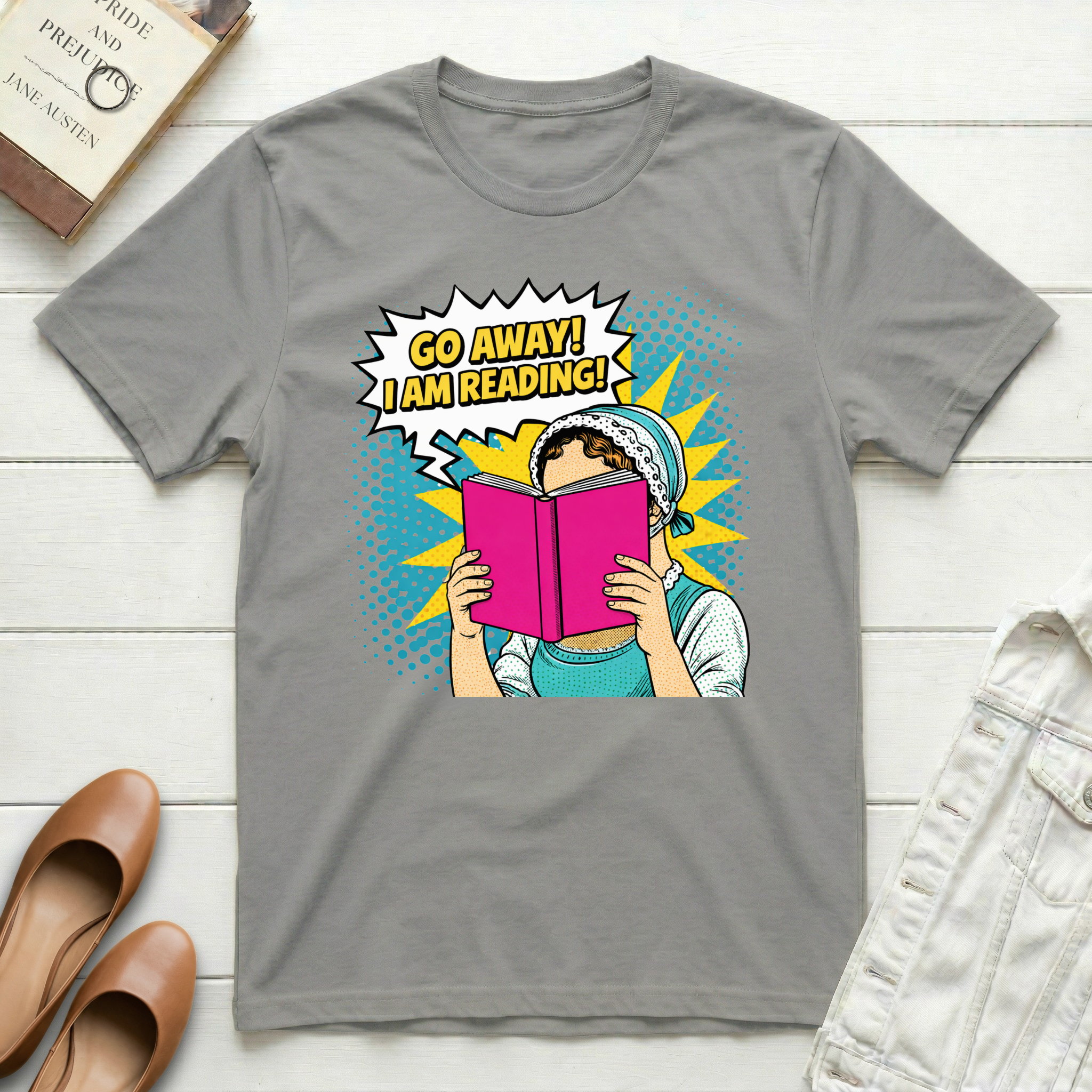 Go Away! I Am Reading Comic Book T-Shirt
