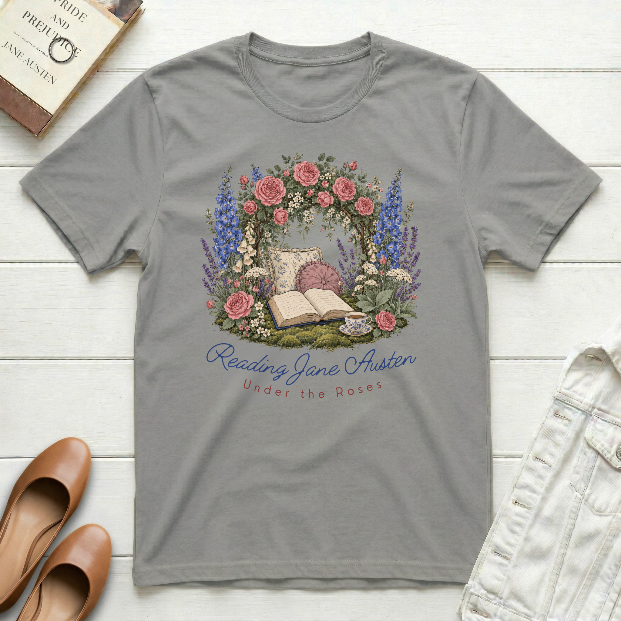 Reading Jane Under Roses T-Shirt