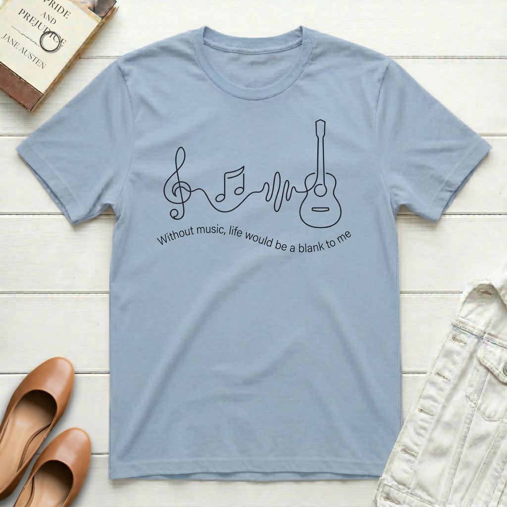 Without Music Life Is Blank Guitar T-Shirt