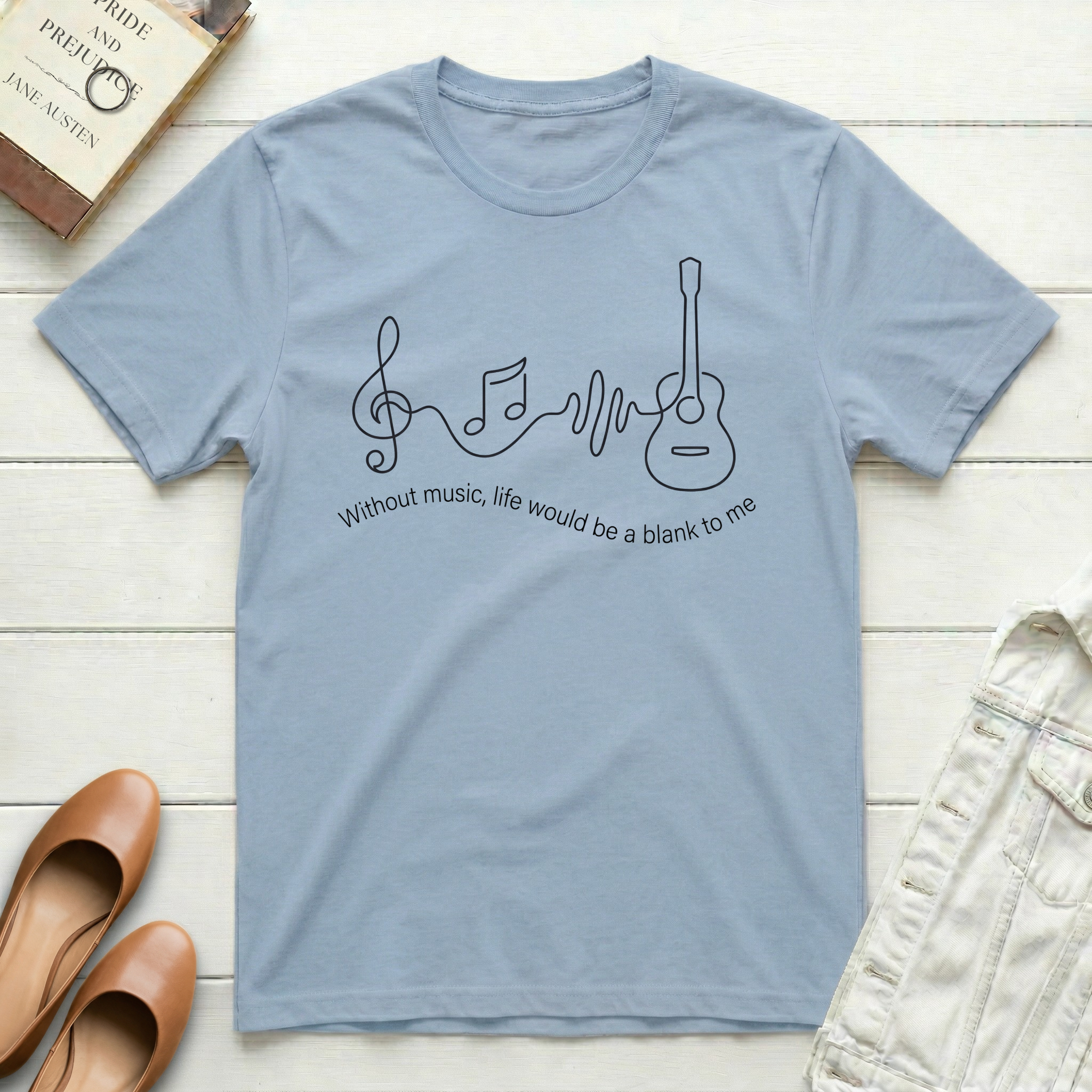 Without Music Life Is Blank Guitar T-Shirt