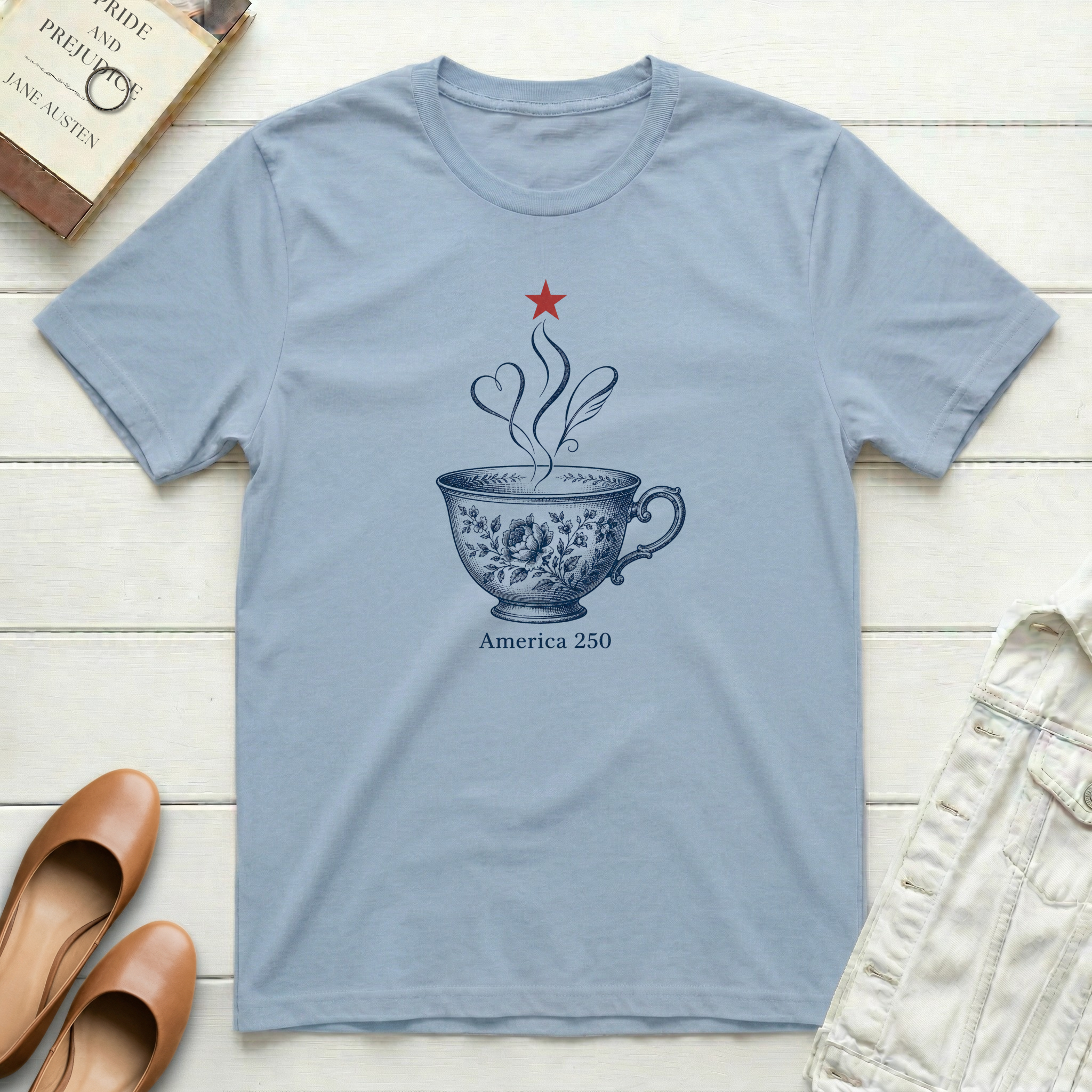 America 250 Patriotic Teacup T-Shirt