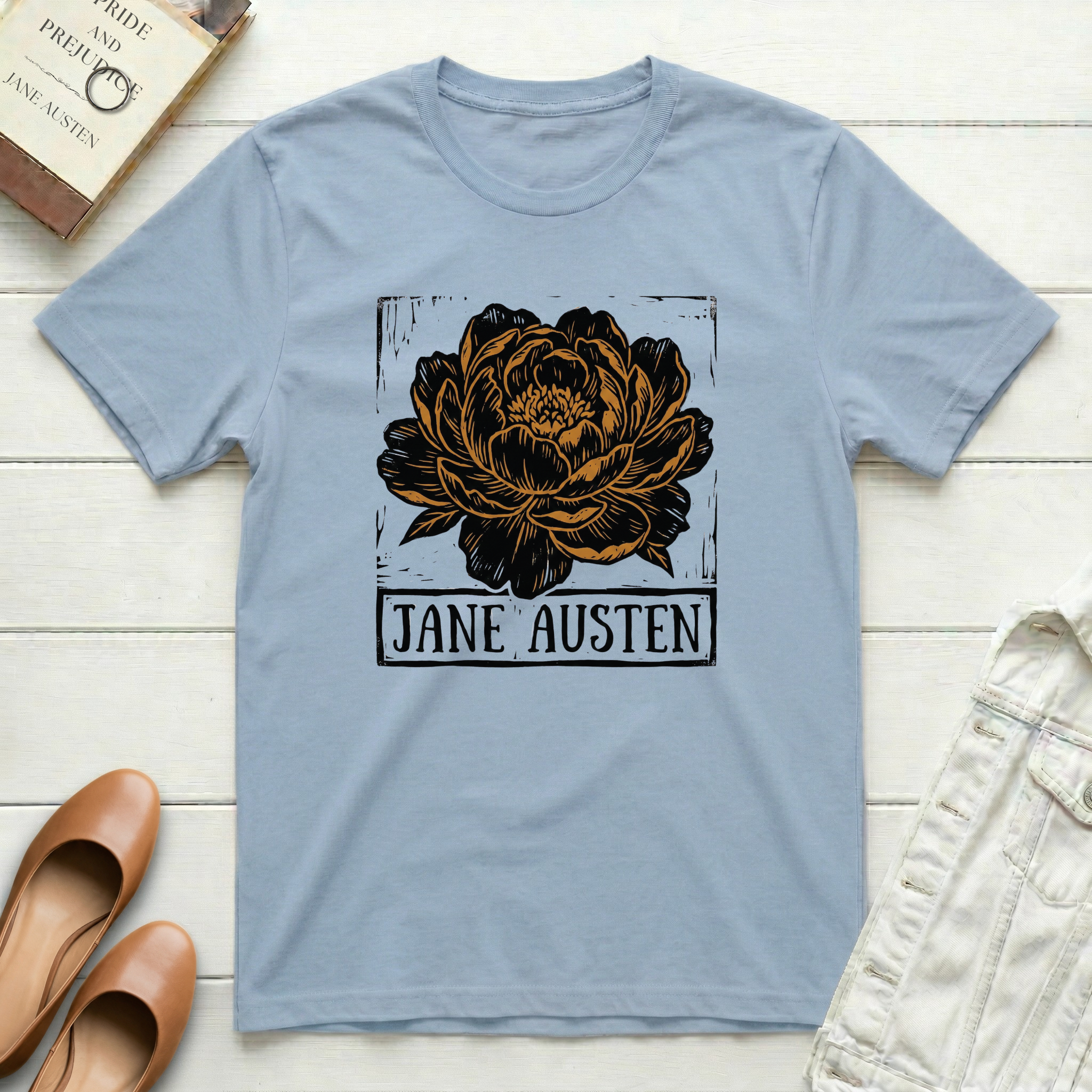 Jane Austen Floral T‑Shirt