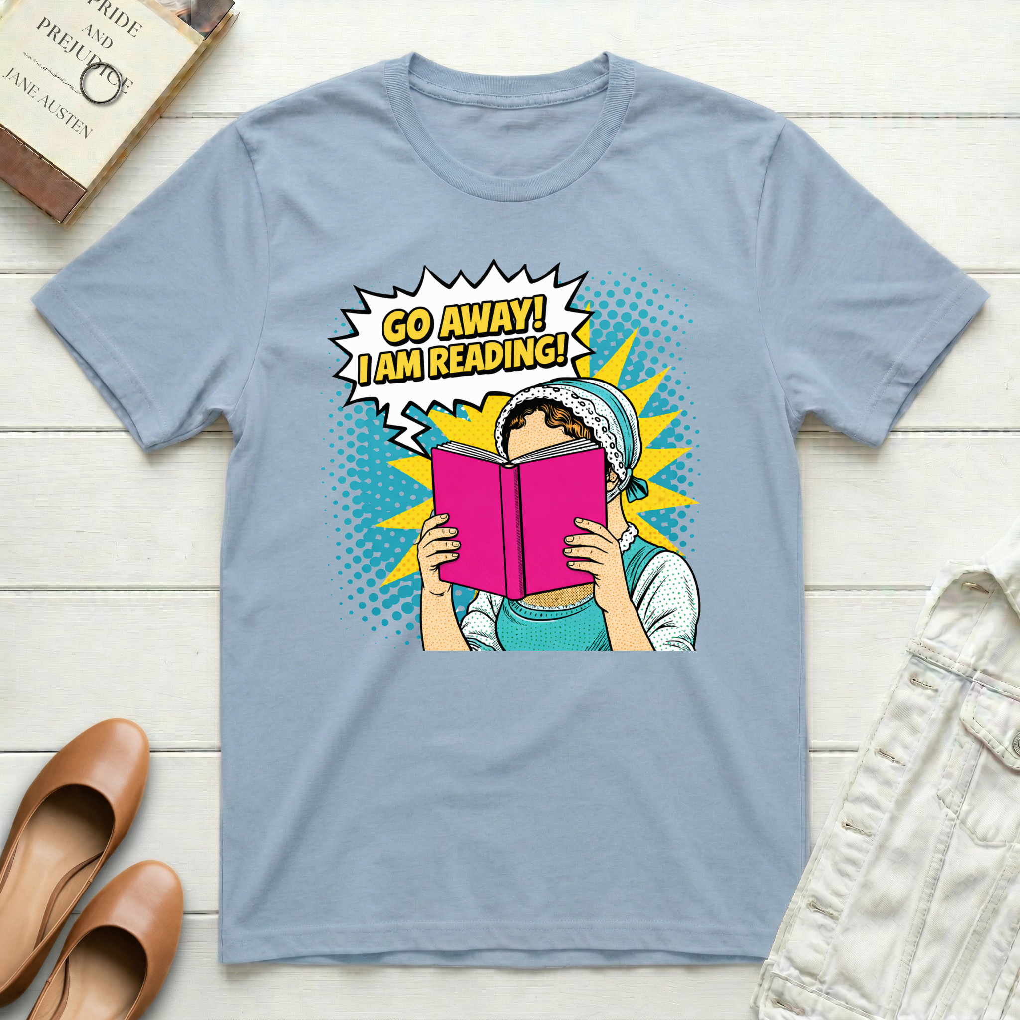 Go Away! I Am Reading Comic Book T-Shirt
