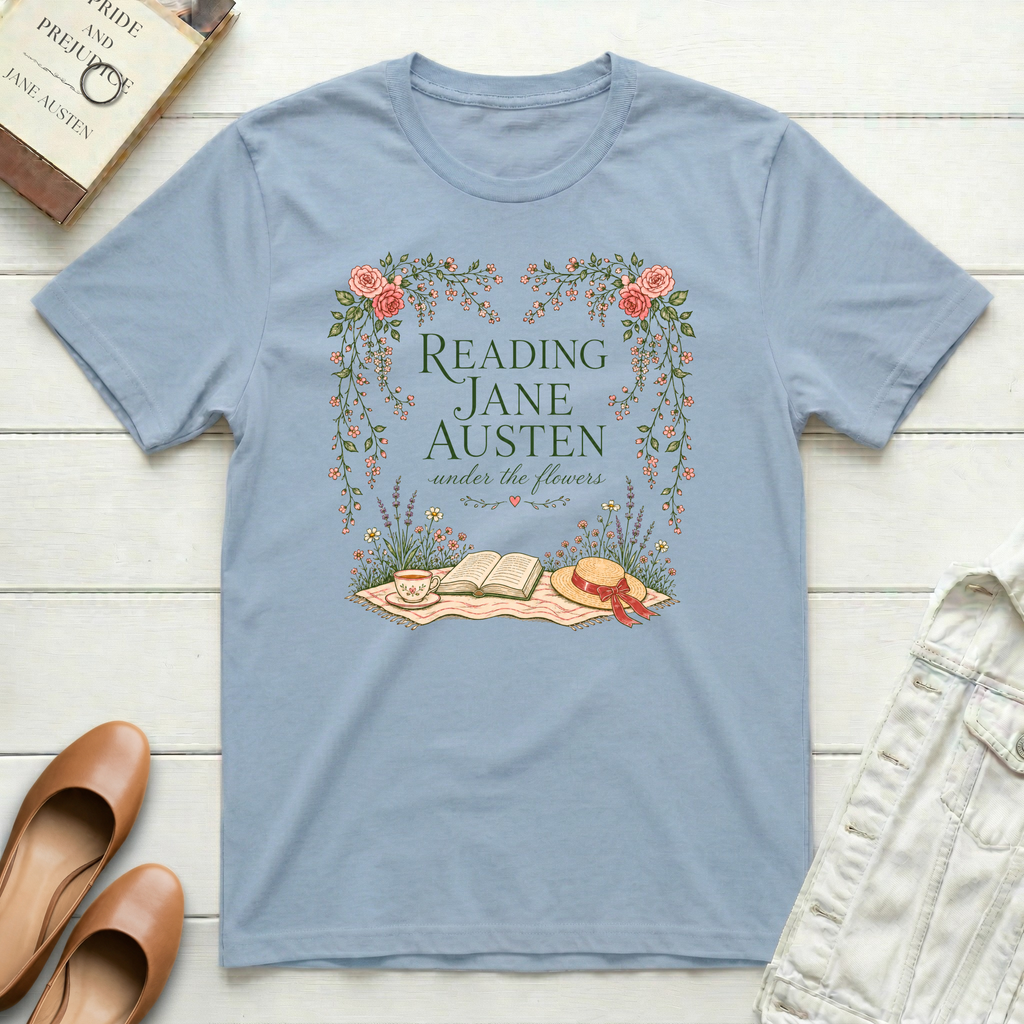 Reading Jane Under Flowers T-Shirt