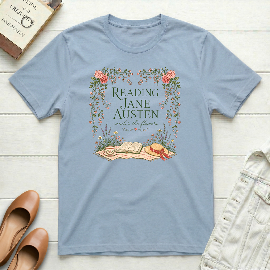 Reading Jane Under Flowers T-Shirt