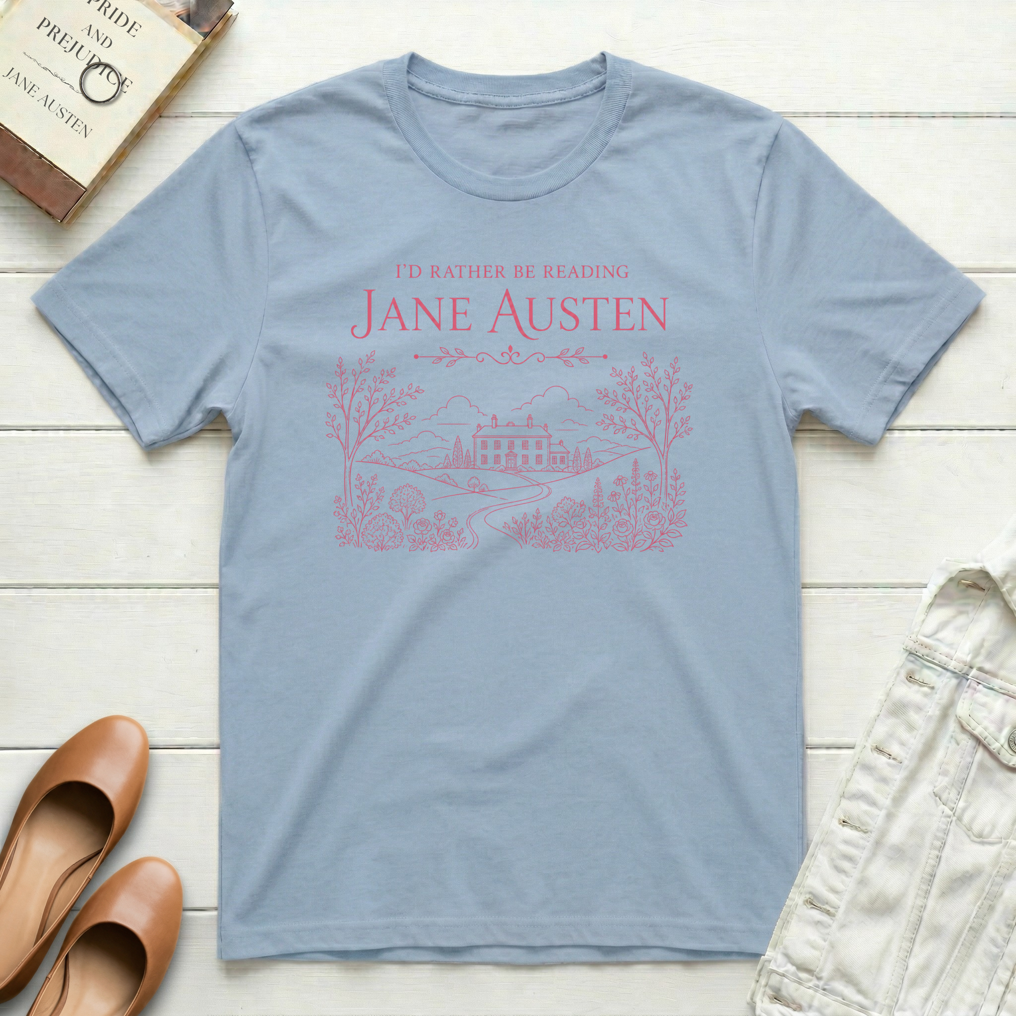 Reading Jane Austen on Path T-Shirt