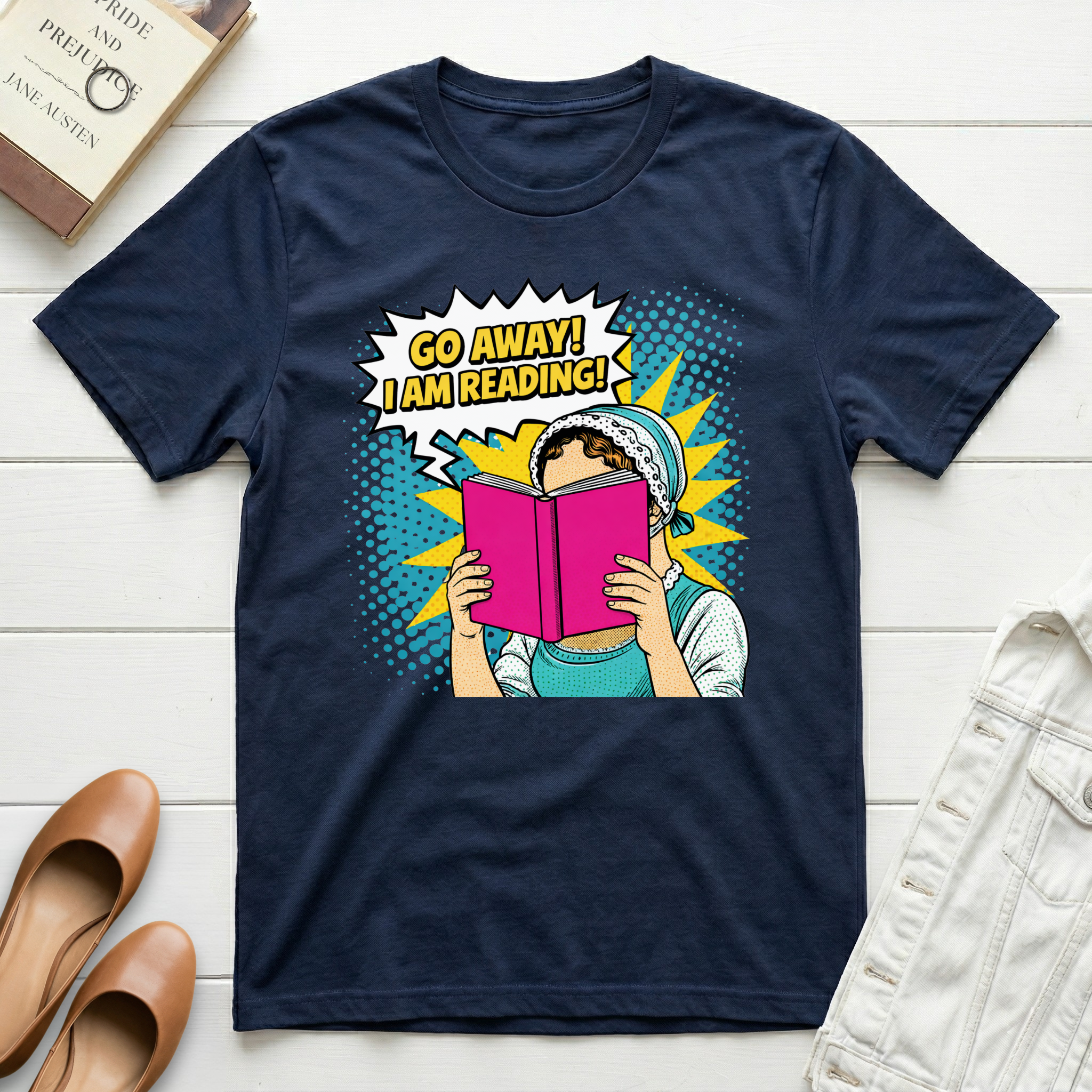 Go Away! I Am Reading Comic Book T-Shirt