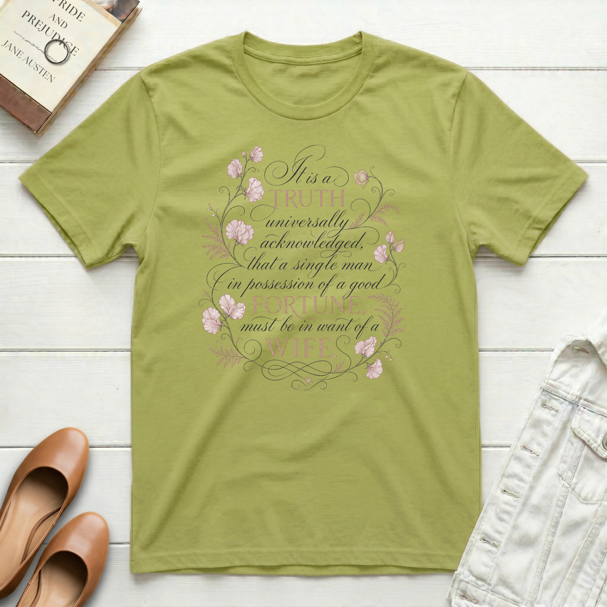 A Truth Universally Acknowledged Fancy Floral T-Shirt