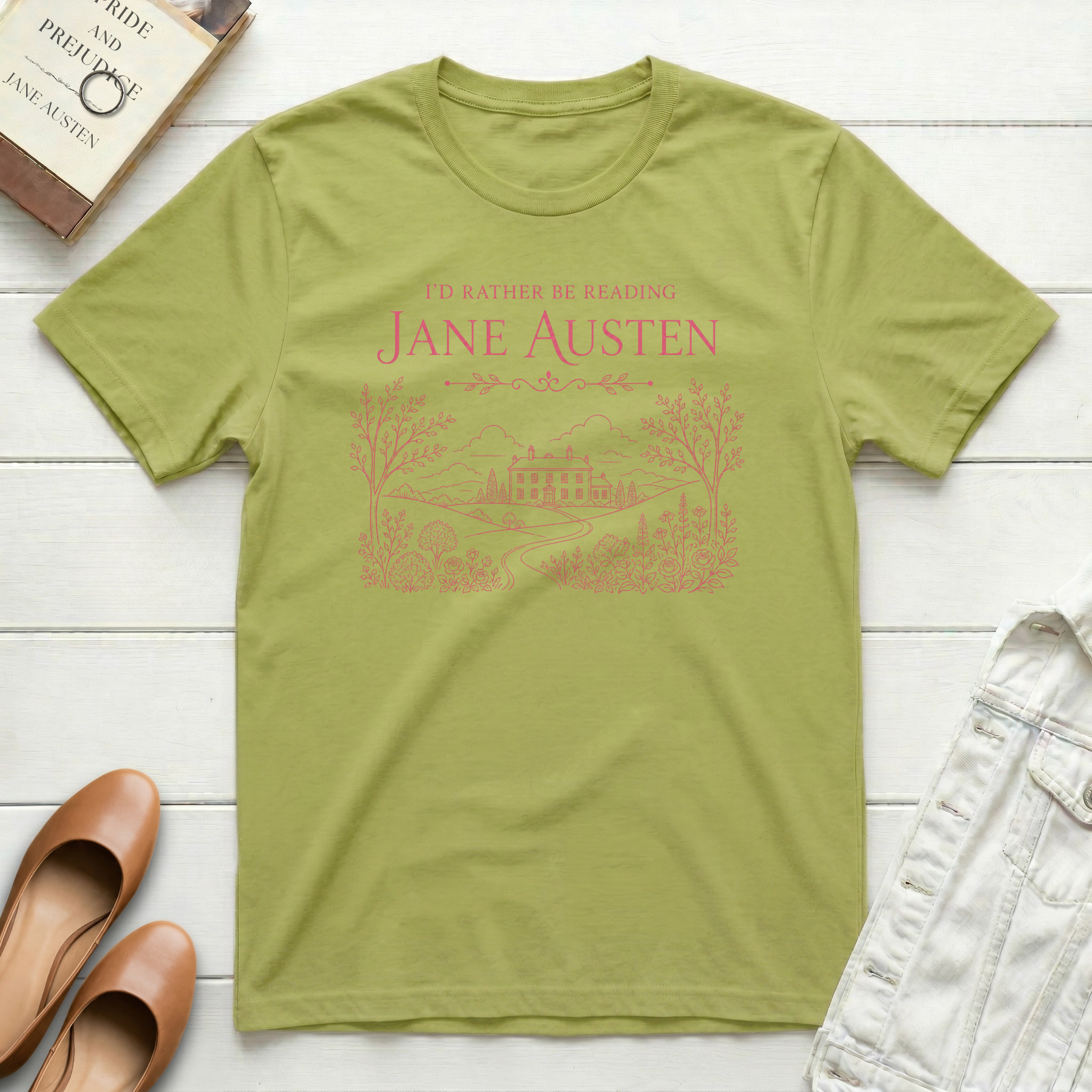 Reading Jane Austen on Path T-Shirt