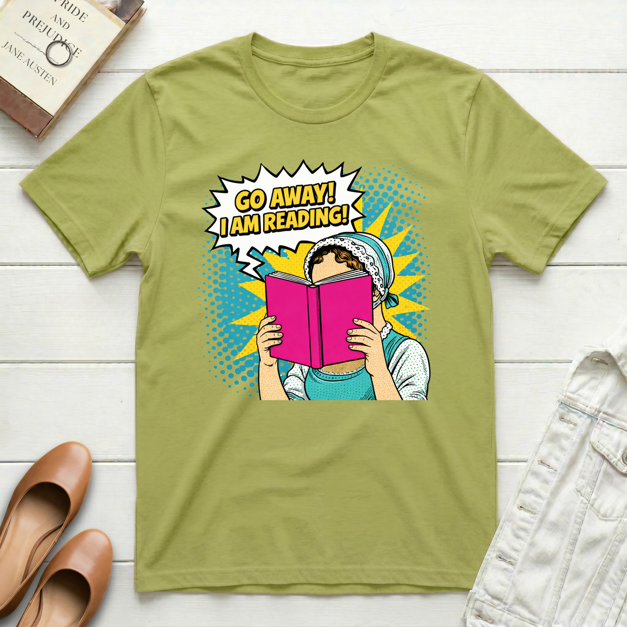 Go Away! I Am Reading Comic Book T-Shirt