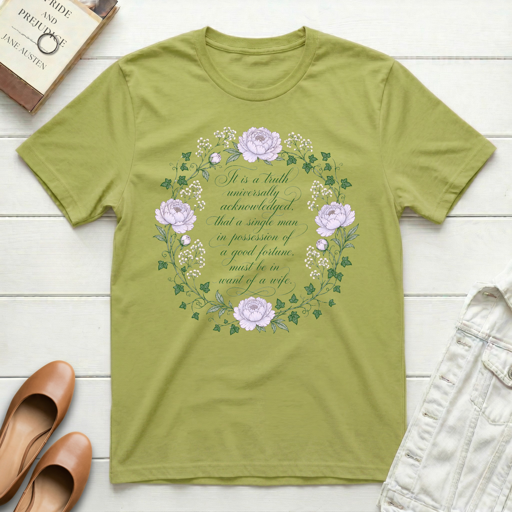 It Is a Truth Universally - Floral T-Shirt