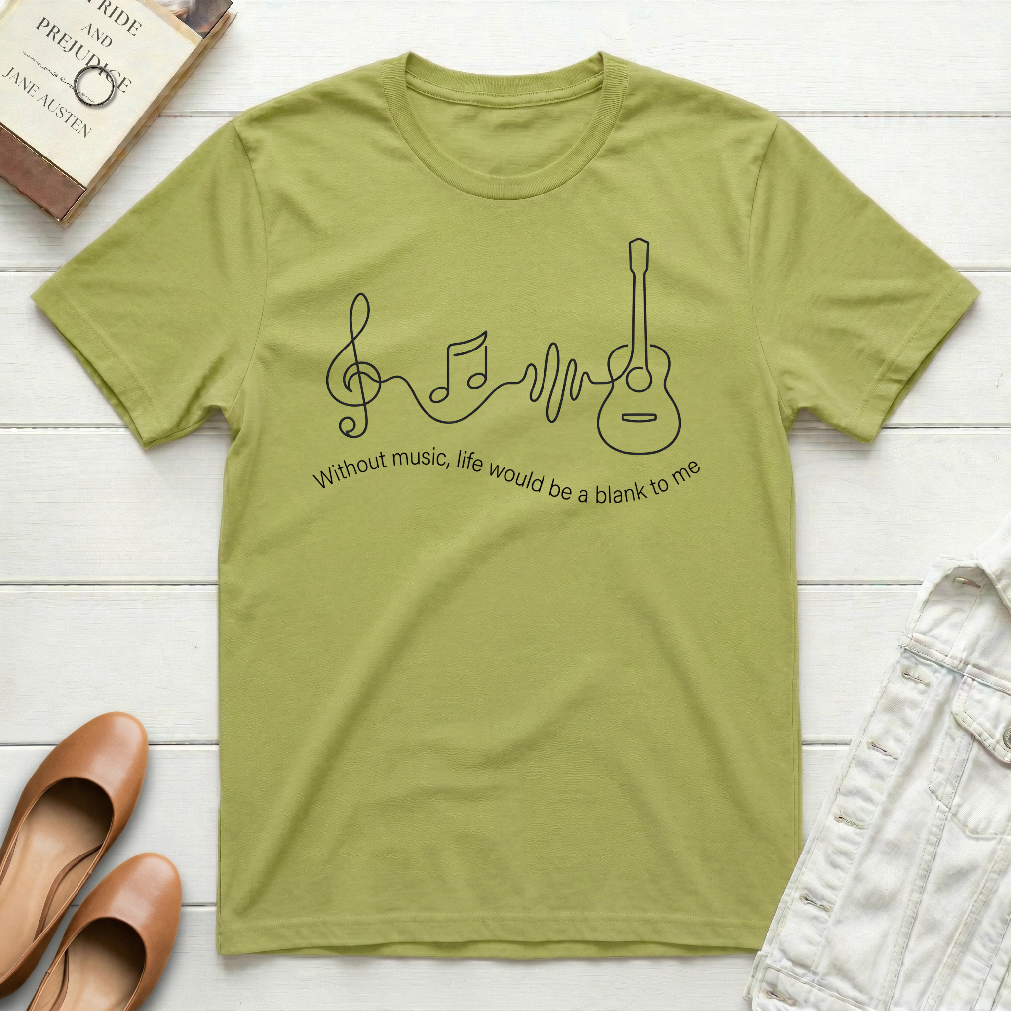 Without Music Life Is Blank Guitar T-Shirt