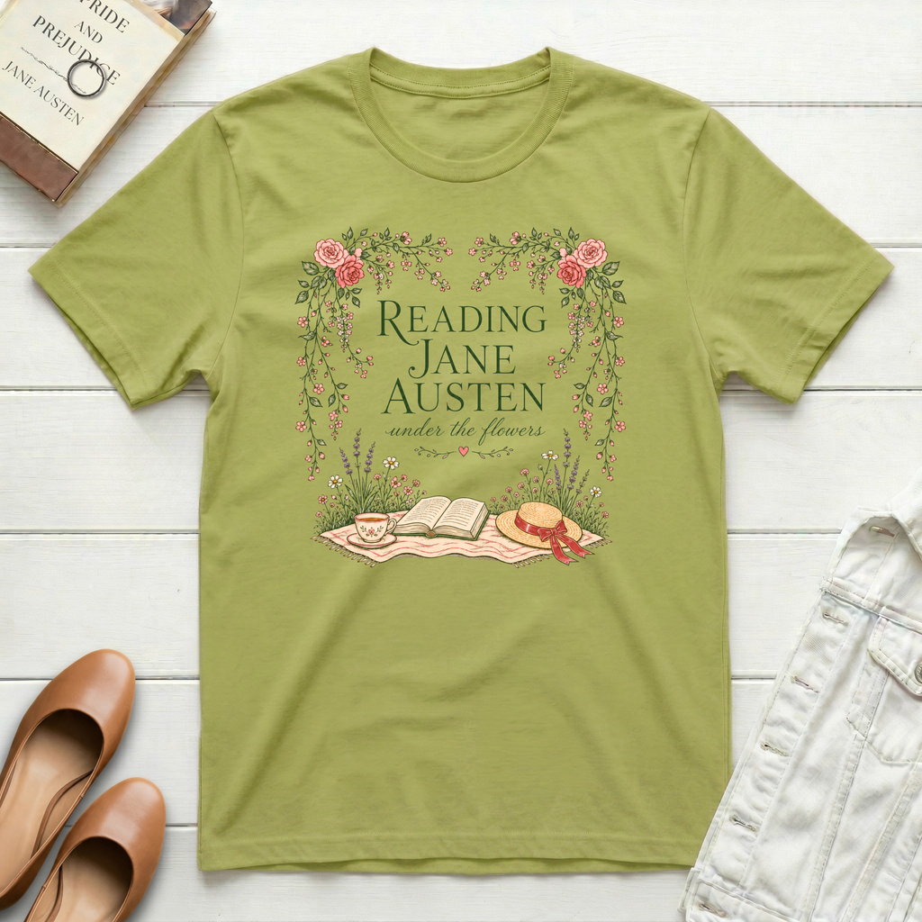 Reading Jane Under Flowers T-Shirt