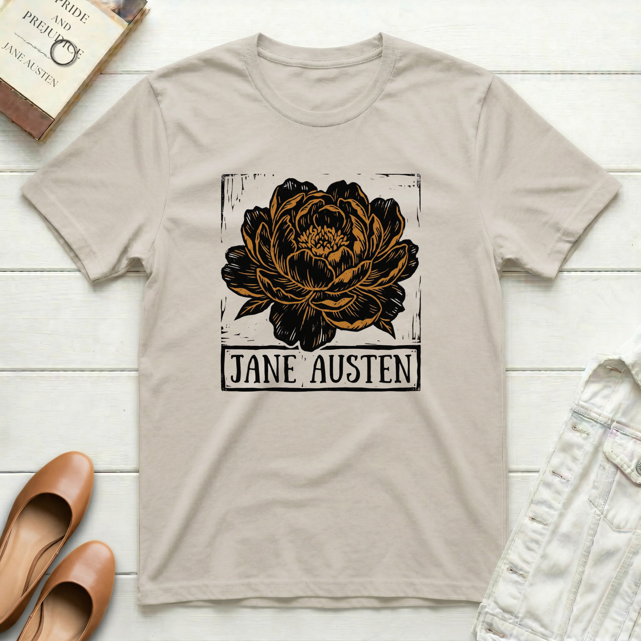 Jane Austen Floral T‑Shirt