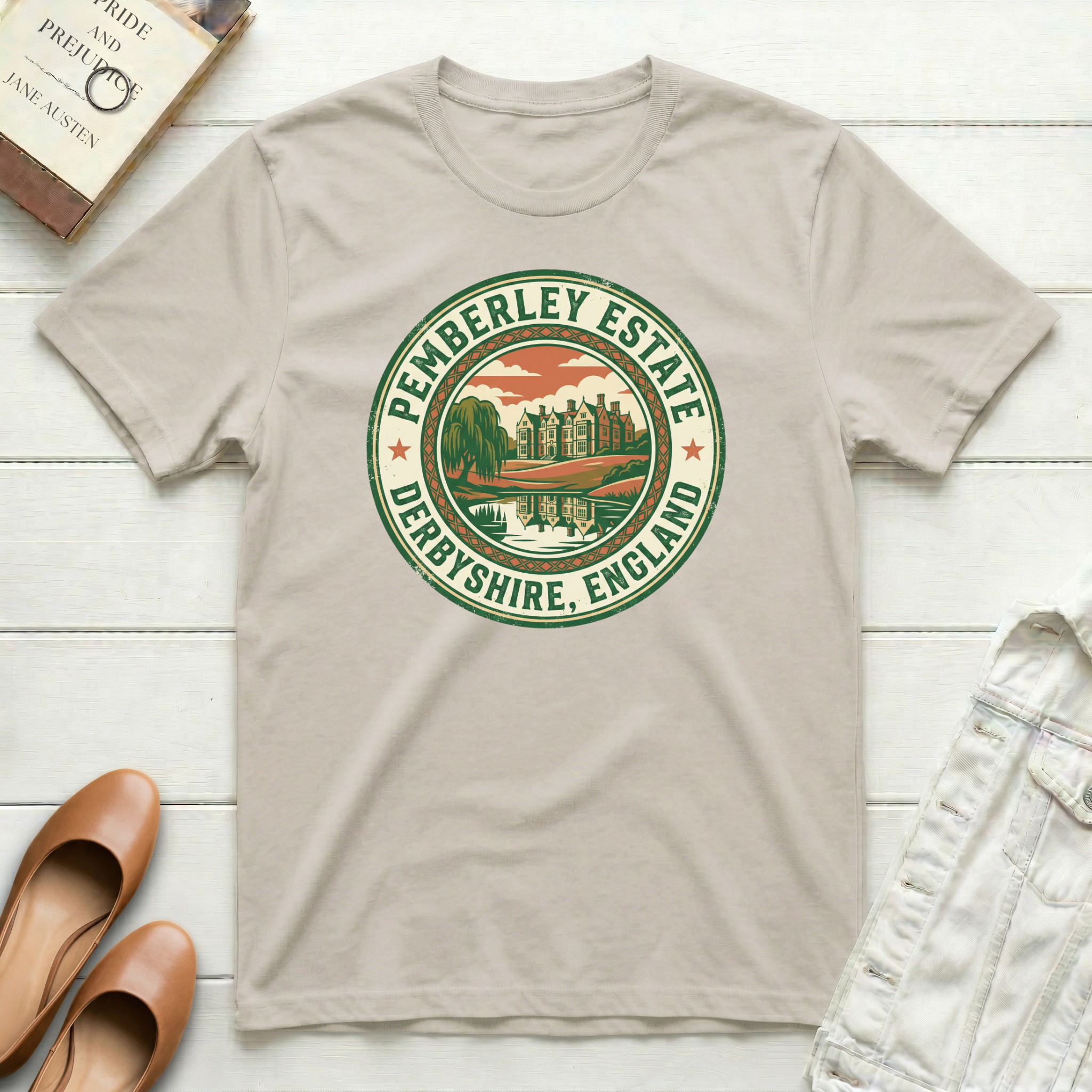 Pemberley Estate Derbyshire Badge T-Shirt