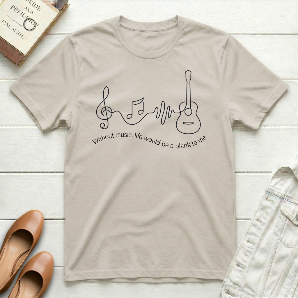 Without Music Life Is Blank Guitar T-Shirt