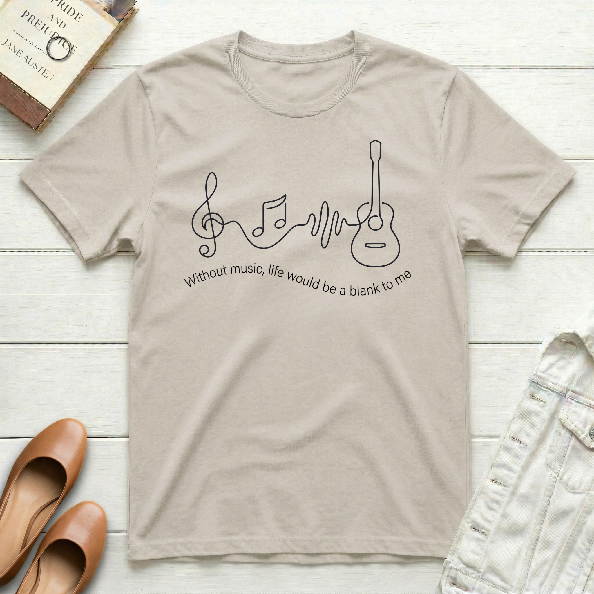 Without Music Life Is Blank Guitar T-Shirt