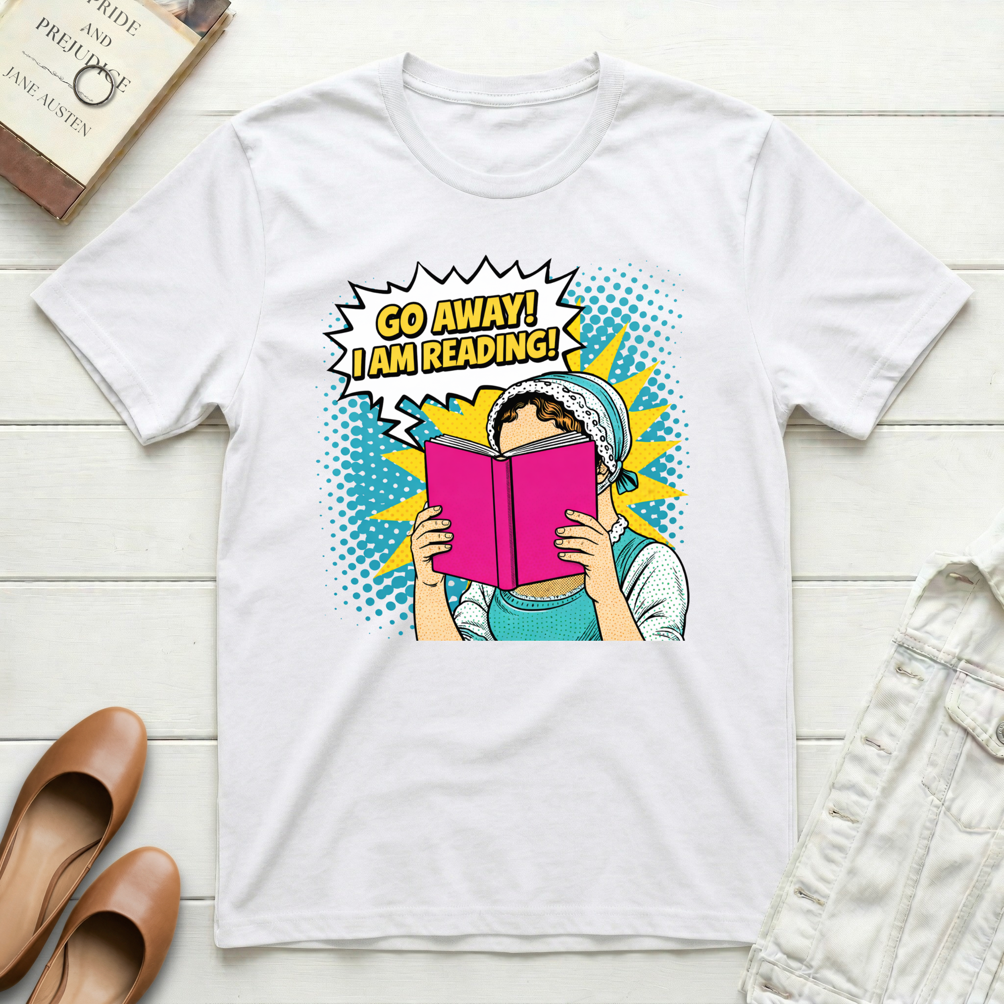 Go Away! I Am Reading Comic Book T-Shirt