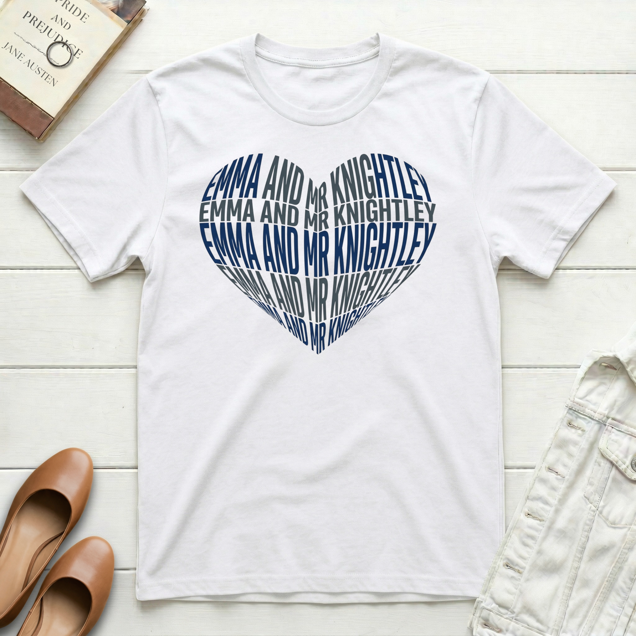 Emma and Mr. Knightley Heart T-Shirt