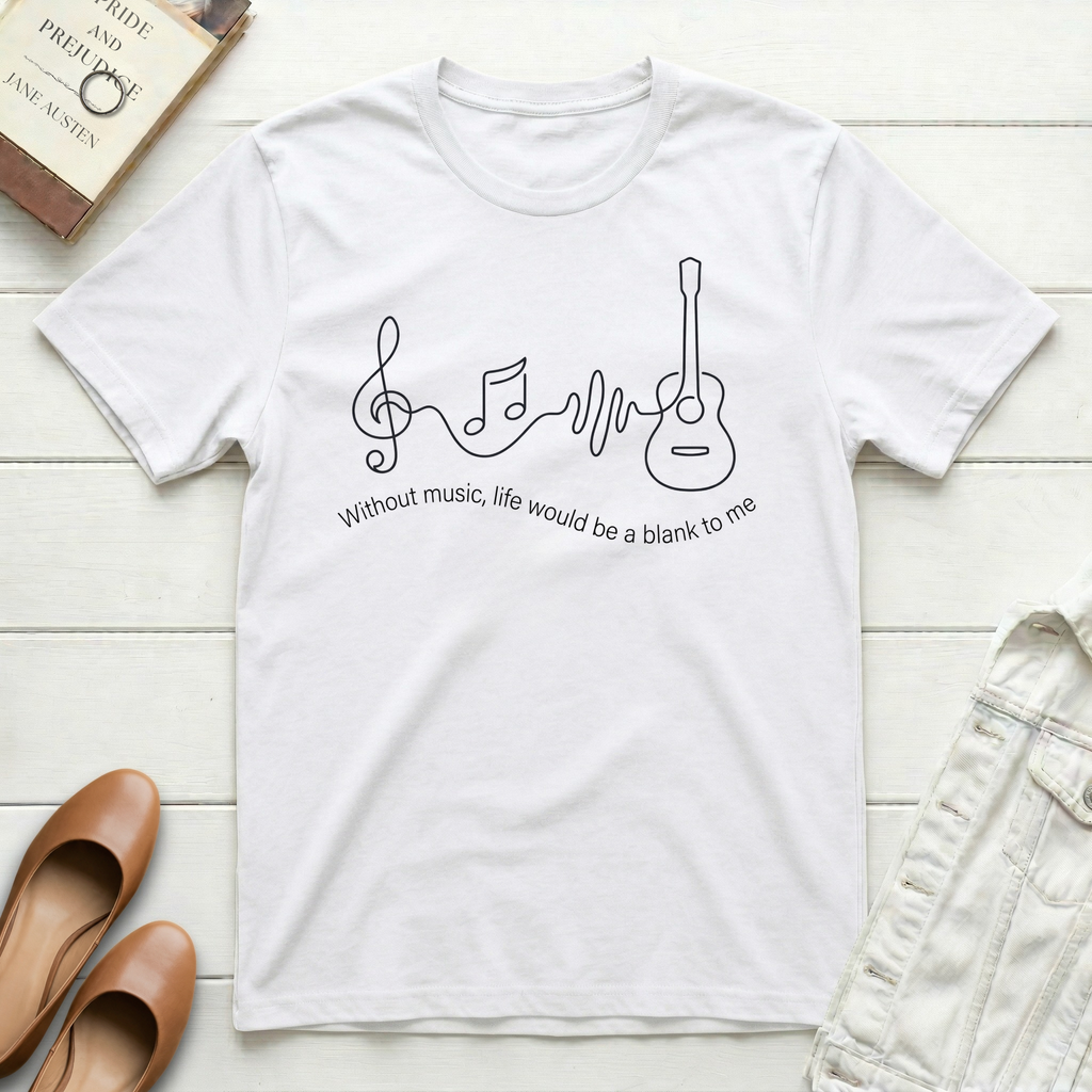 Without Music Life Is Blank Guitar T-Shirt