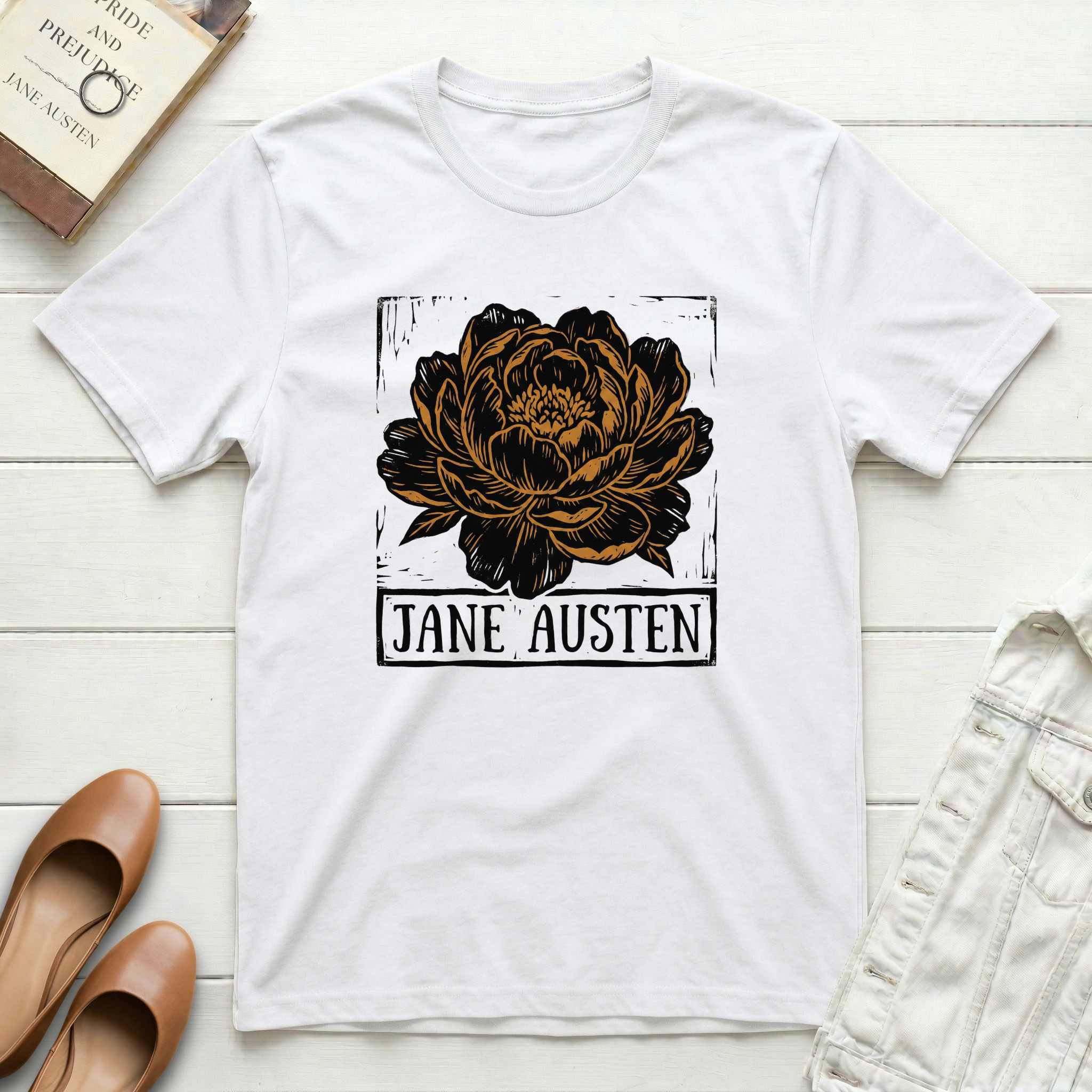 Jane Austen Floral T‑Shirt