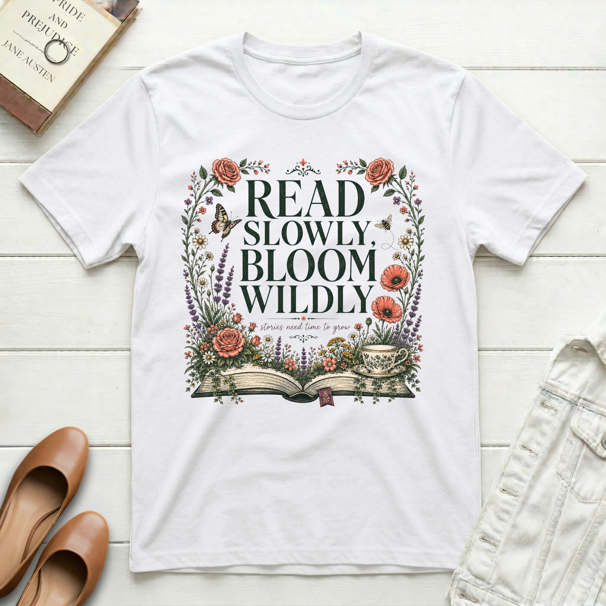Read Slowly with Blooms T-Shirt