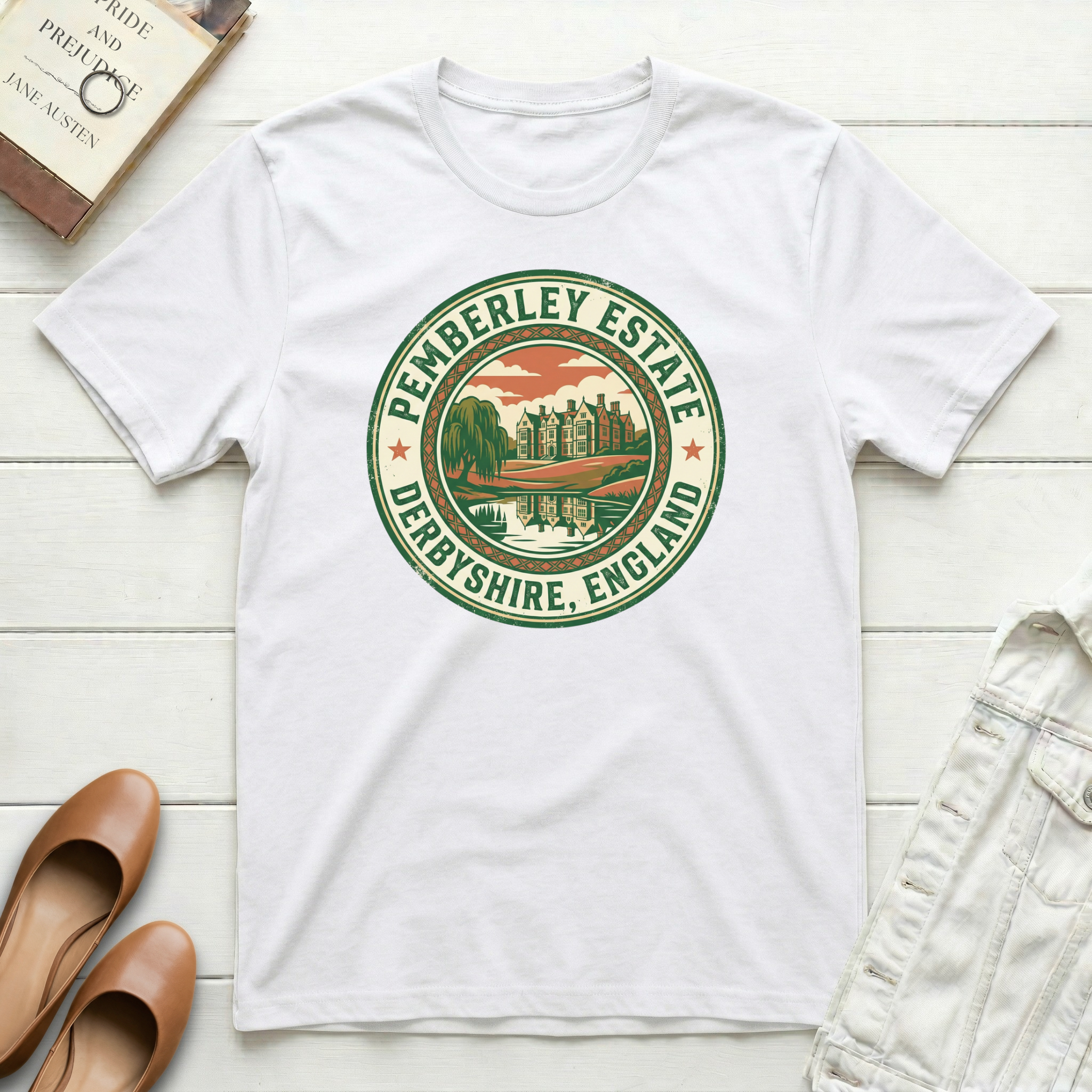 Pemberley Estate Derbyshire Badge T-Shirt